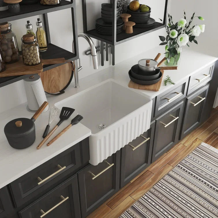 DeerValley DV-1K022 Farmhouse Kitchen Sinks 9" Deep Bowl Splash-Proof 3.5" Drain Compact - Image 5