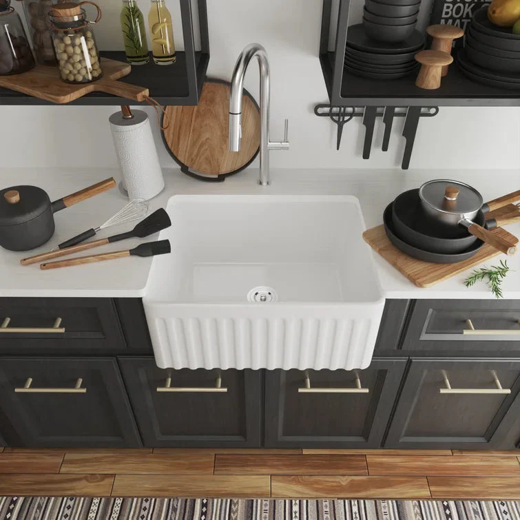 DeerValley DV-1K022 Farmhouse Kitchen Sinks 9" Deep Bowl Splash-Proof 3.5" Drain Compact - Image 6