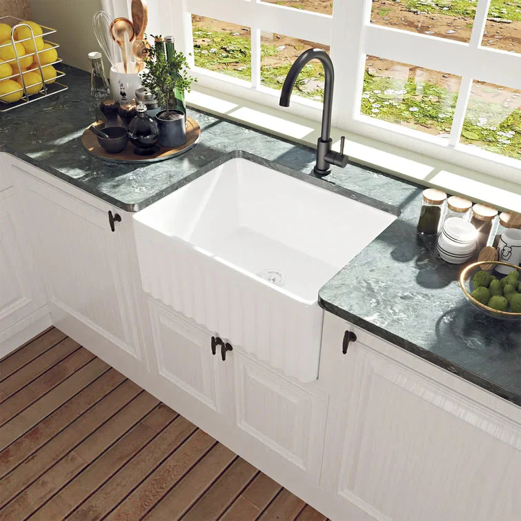 DeerValley DV-1K022 Farmhouse Kitchen Sinks 9" Deep Bowl Splash-Proof 3.5" Drain Compact - Image 7
