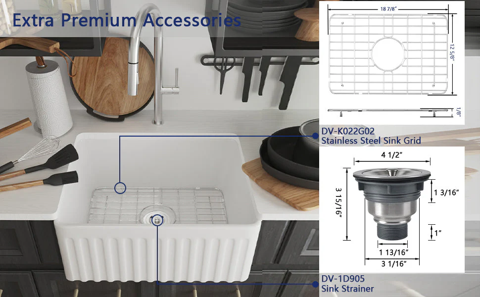 DeerValley DV-1K022 Farmhouse Kitchen Sinks 9" Deep Bowl Splash-Proof 3.5" Drain Compact - Image 9