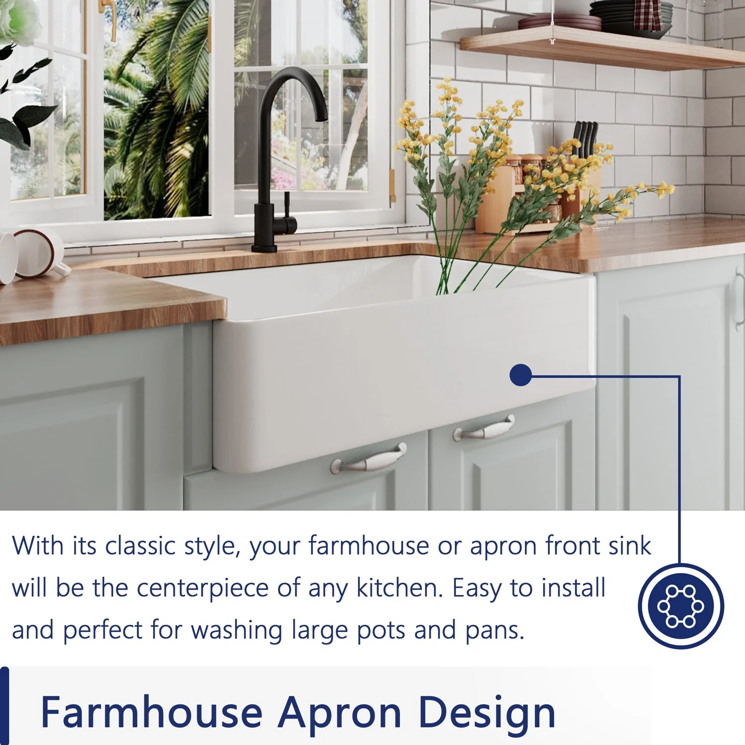 DeerValley DV-1K119 Farmhouse Kitchen Sinks Solid Cast Deep Bowl with Grid - Image 15
