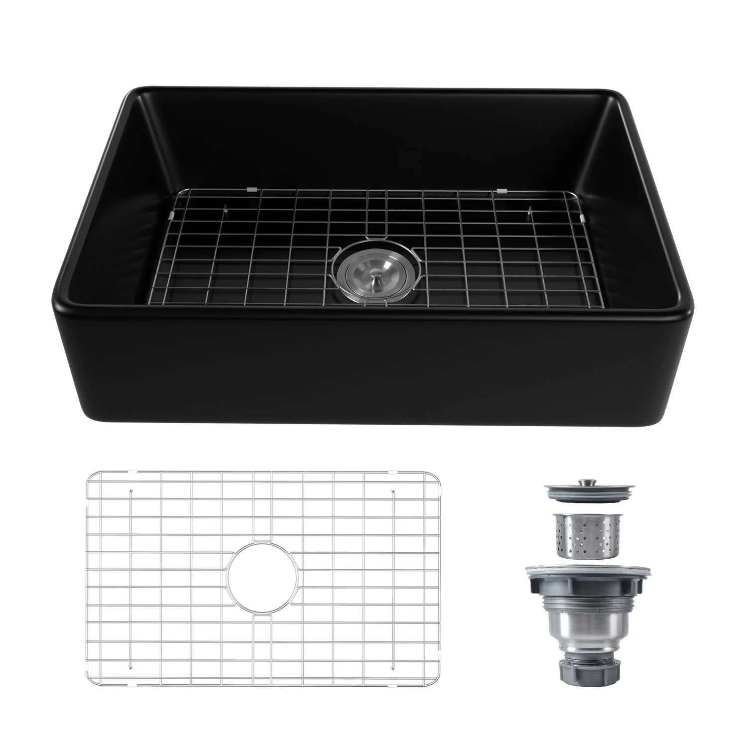 DeerValley DV-1K119 Farmhouse Kitchen Sinks Solid Cast Deep Bowl with Grid - Image 20