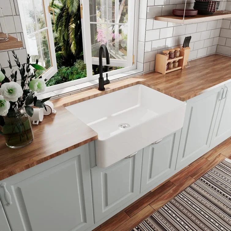 DeerValley DV-1K119 Farmhouse Kitchen Sinks Solid Cast Deep Bowl with Grid - Image 3
