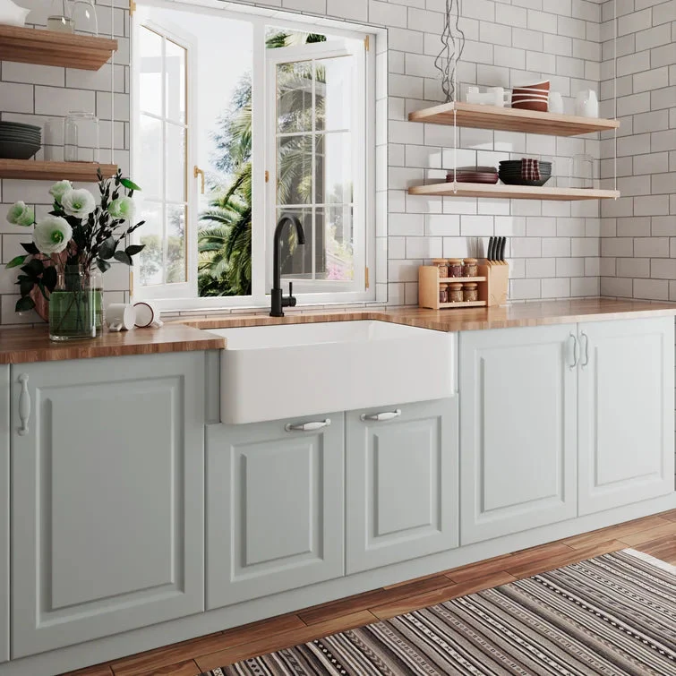 DeerValley DV-1K119 Farmhouse Kitchen Sinks Solid Cast Deep Bowl with Grid - Image 6