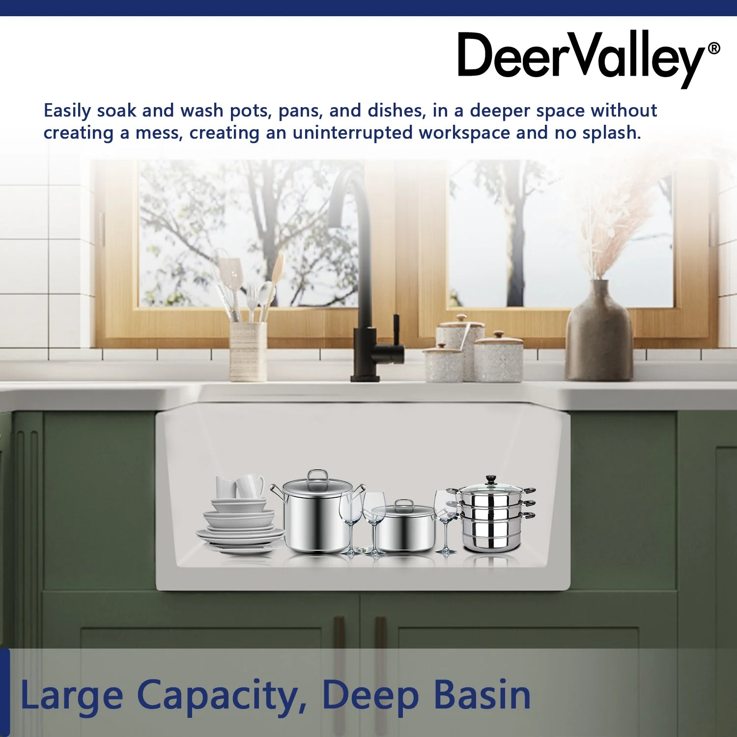 DeerValley DV-1K501 Farmhouse Kitchen Sinks Fireclay Apron-Front 24-Inch Deep - Image 14