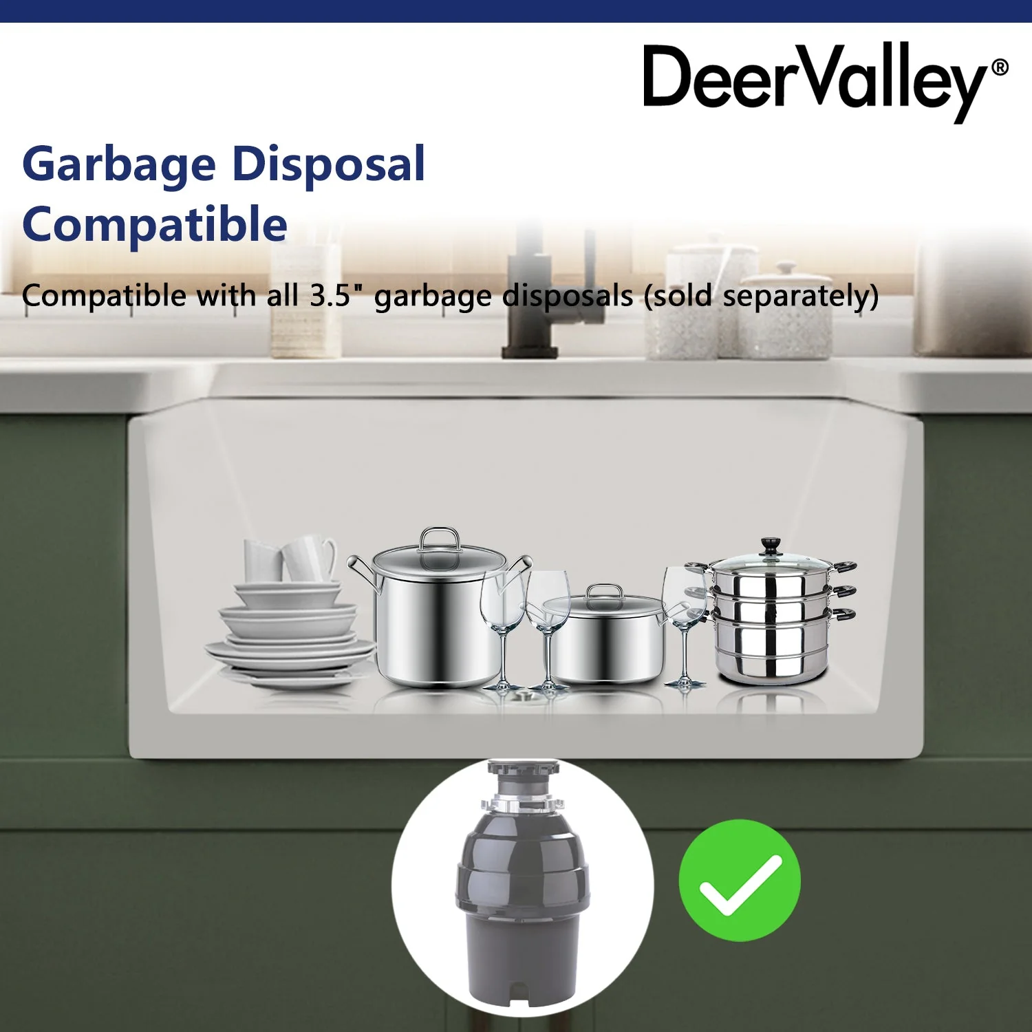 DeerValley DV-1K501 Farmhouse Kitchen Sinks Fireclay Apron-Front 24-Inch Deep - Image 18
