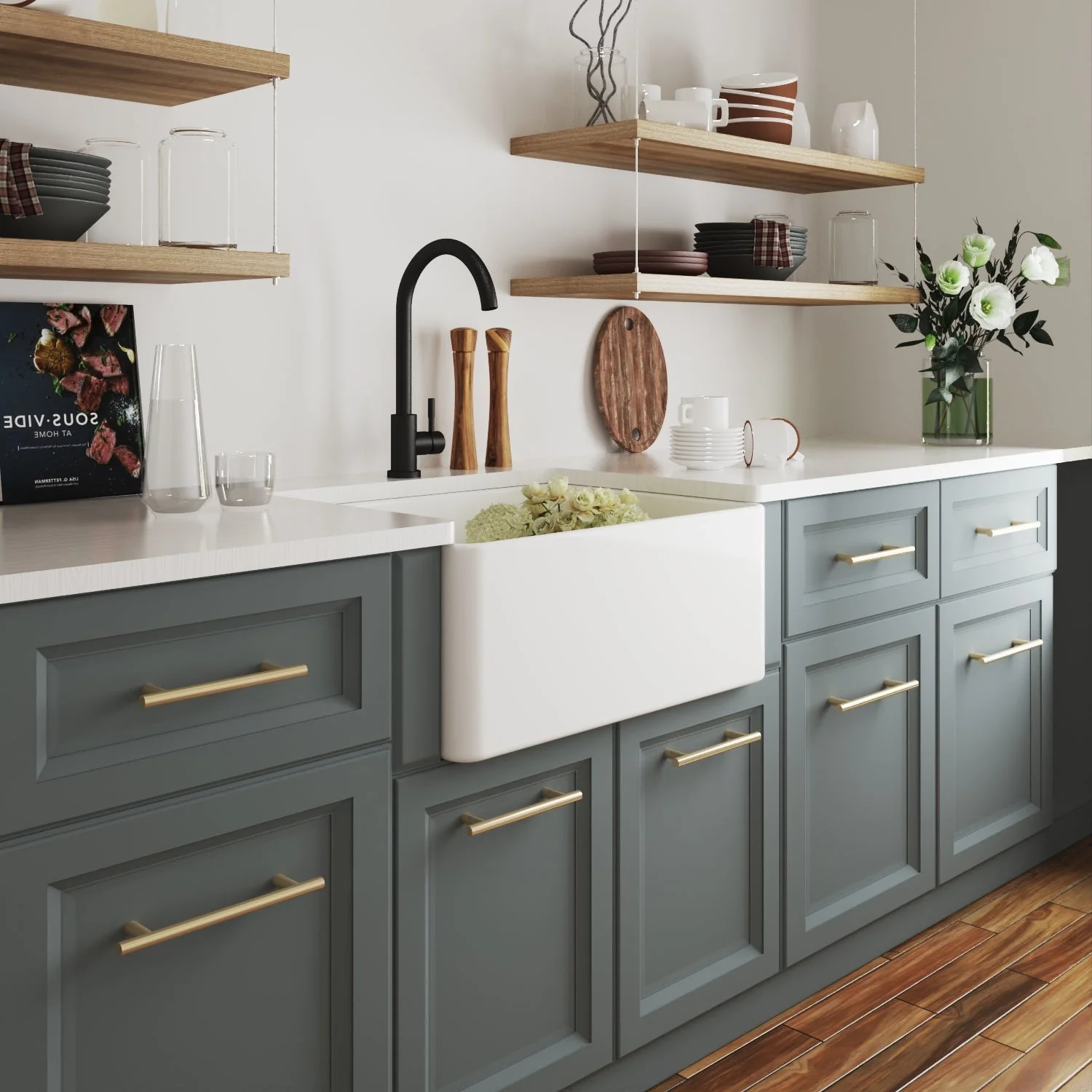 DeerValley DV-1K501 Farmhouse Kitchen Sinks Fireclay Apron-Front 24-Inch Deep - Image 4