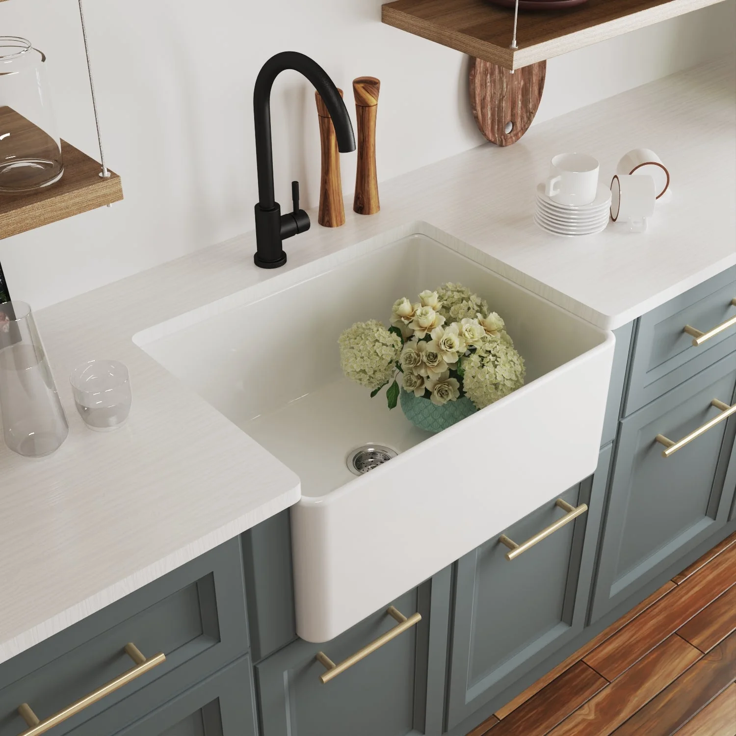 DeerValley DV-1K501 Farmhouse Kitchen Sinks Fireclay Apron-Front 24-Inch Deep - Image 6