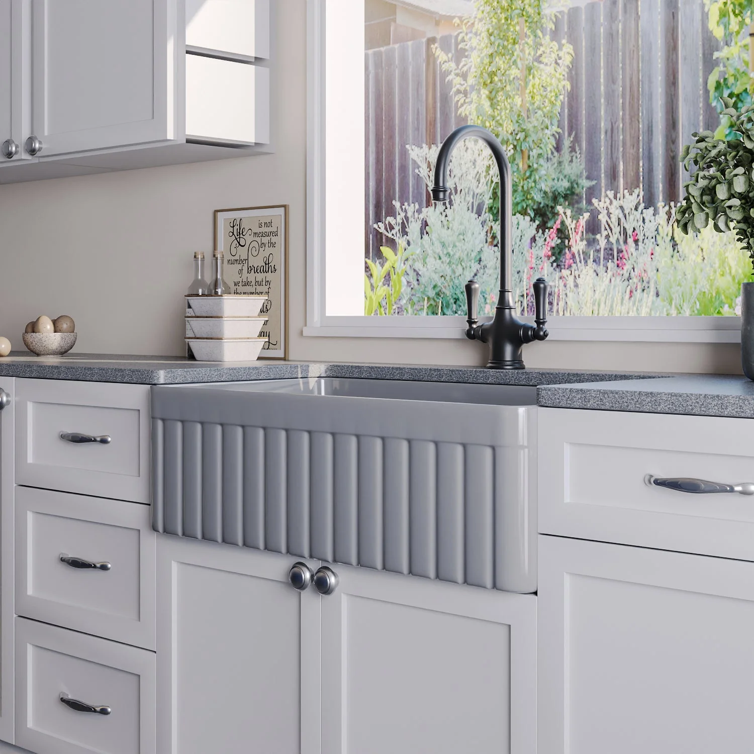 DeerValley DV-1K502 Farmhouse Kitchen Sink Deep Spacious Bowl Heat-Resistant Fireclay - Image 13