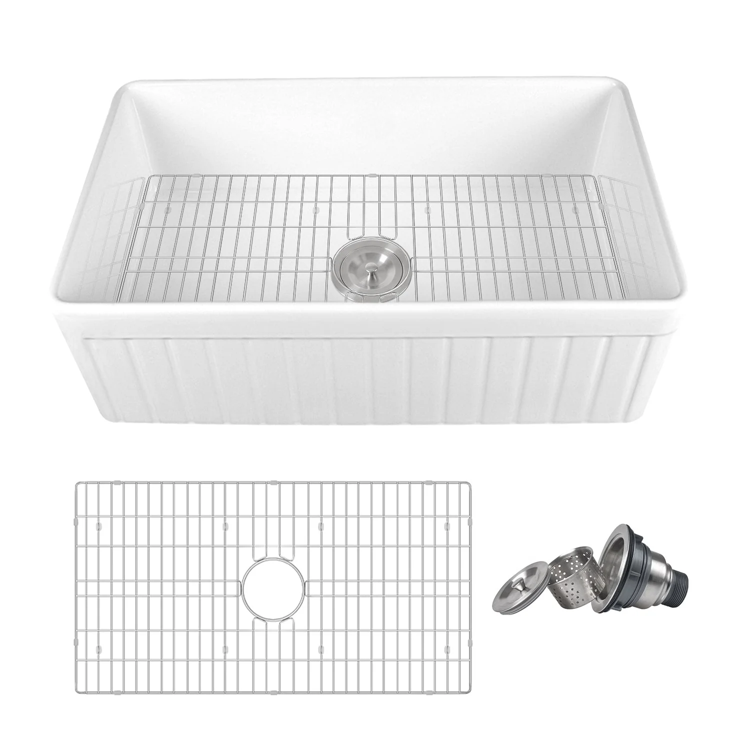 DeerValley DV-1K502 Farmhouse Kitchen Sink Deep Spacious Bowl Heat-Resistant Fireclay - Image 3
