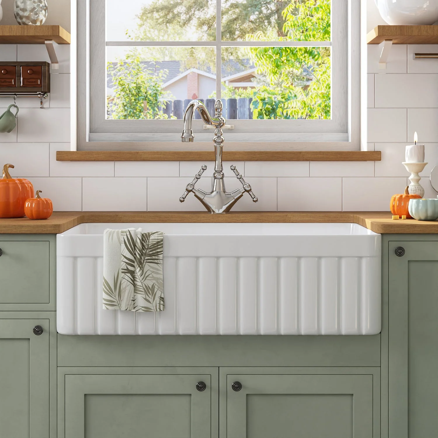 DeerValley DV-1K502 Farmhouse Kitchen Sink Deep Spacious Bowl Heat-Resistant Fireclay - Image 4