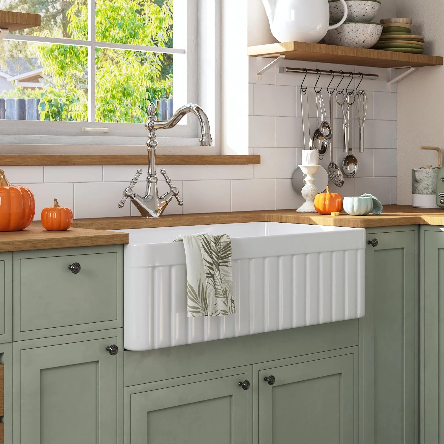 DeerValley DV-1K502 Farmhouse Kitchen Sink Deep Spacious Bowl Heat-Resistant Fireclay - Image 6