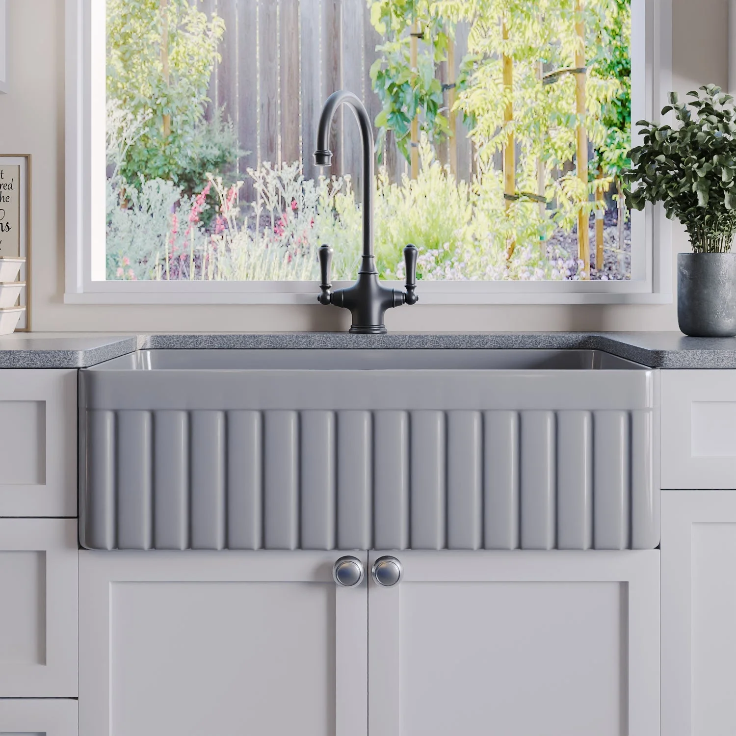 DeerValley DV-1K502 Farmhouse Kitchen Sink Deep Spacious Bowl Heat-Resistant Fireclay - Image 7