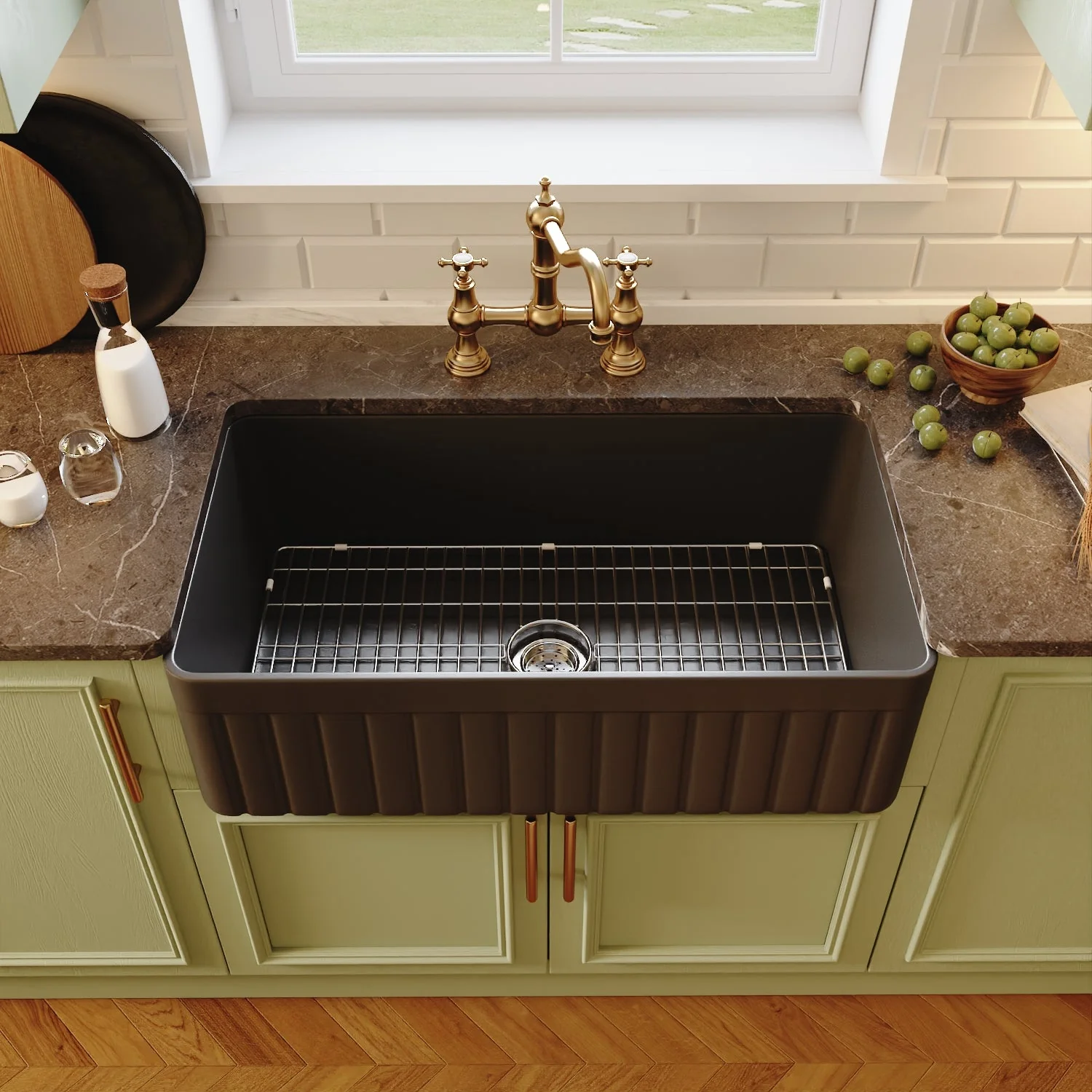 SOLSTICE 33" L x 18" W Rectangular Farmhouse Kitchen Sink, Seamless - Image 4