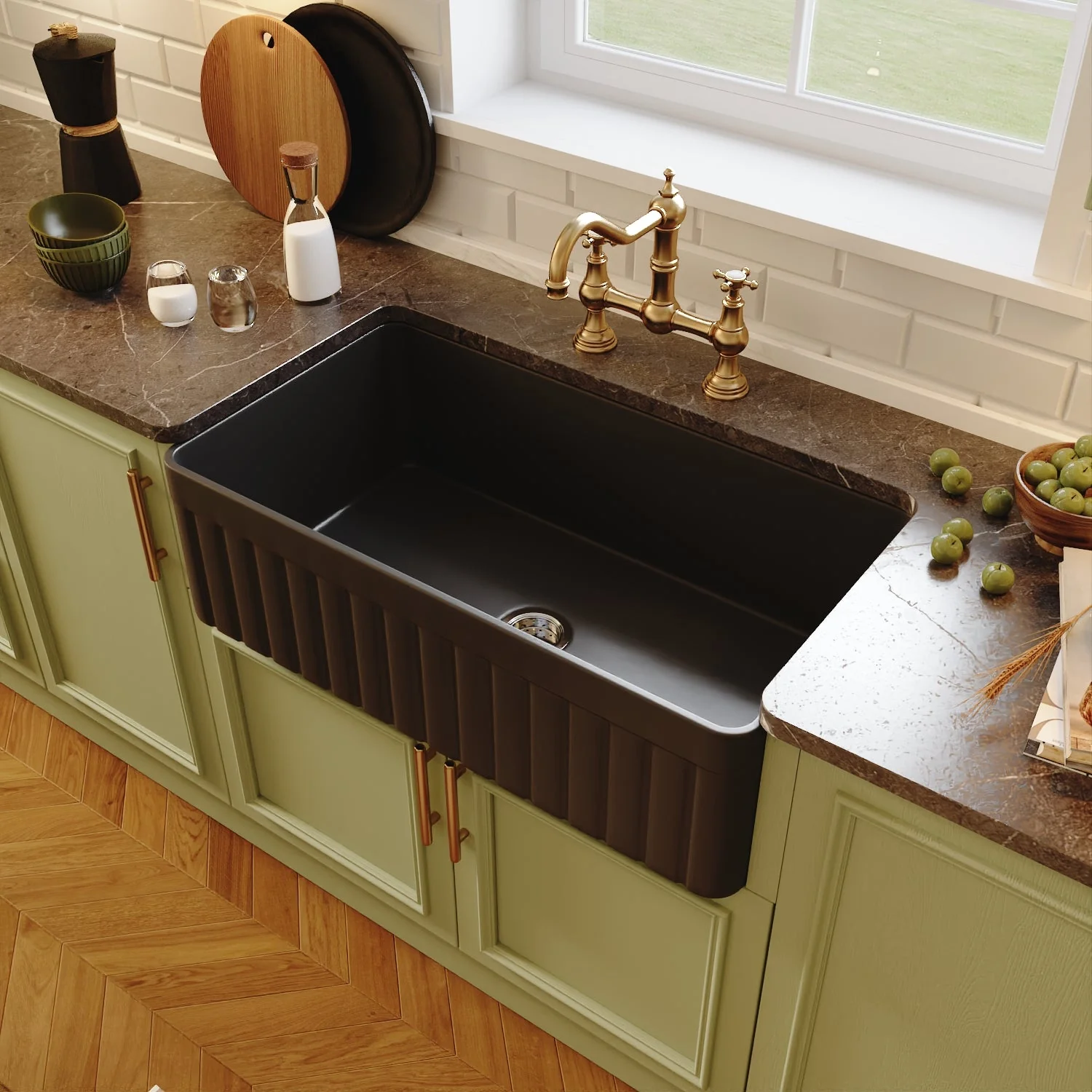 SOLSTICE 33" L x 18" W Rectangular Farmhouse Kitchen Sink, Seamless - Image 6