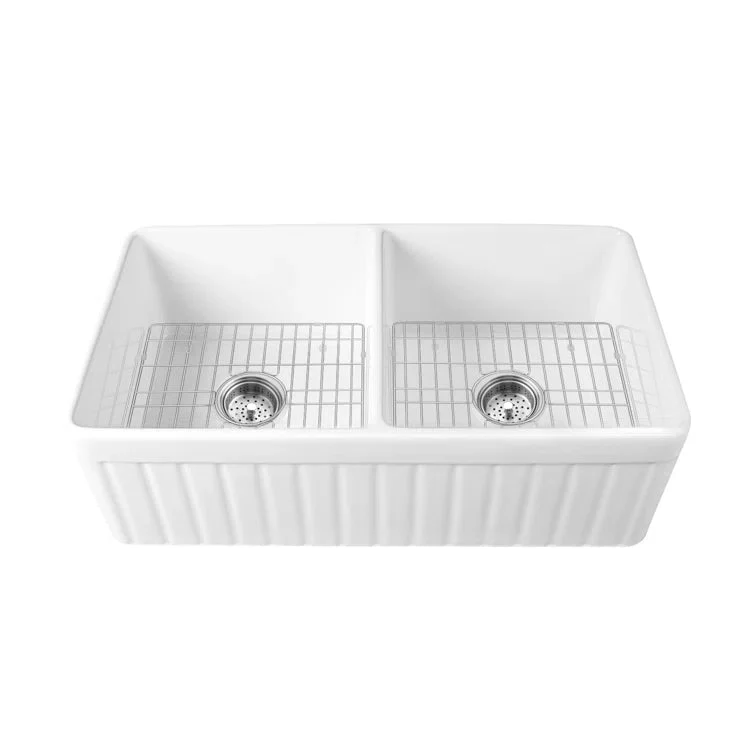 DeerValley DV-1K503 Farmhouse Kitchen Sinks Deep Dual Bowl Chip Resistant - Image 5
