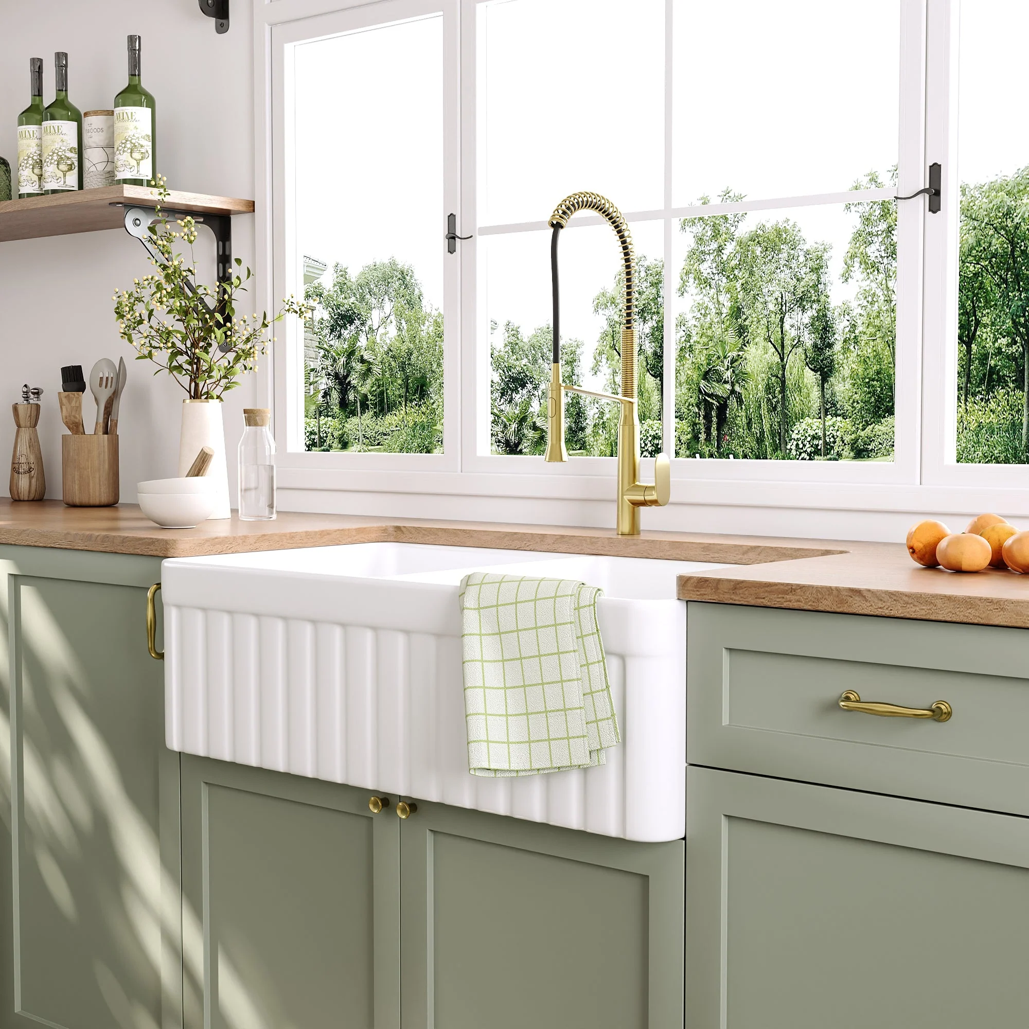 DeerValley DV-1K503 Farmhouse Kitchen Sinks Deep Dual Bowl Chip Resistant - Image 7