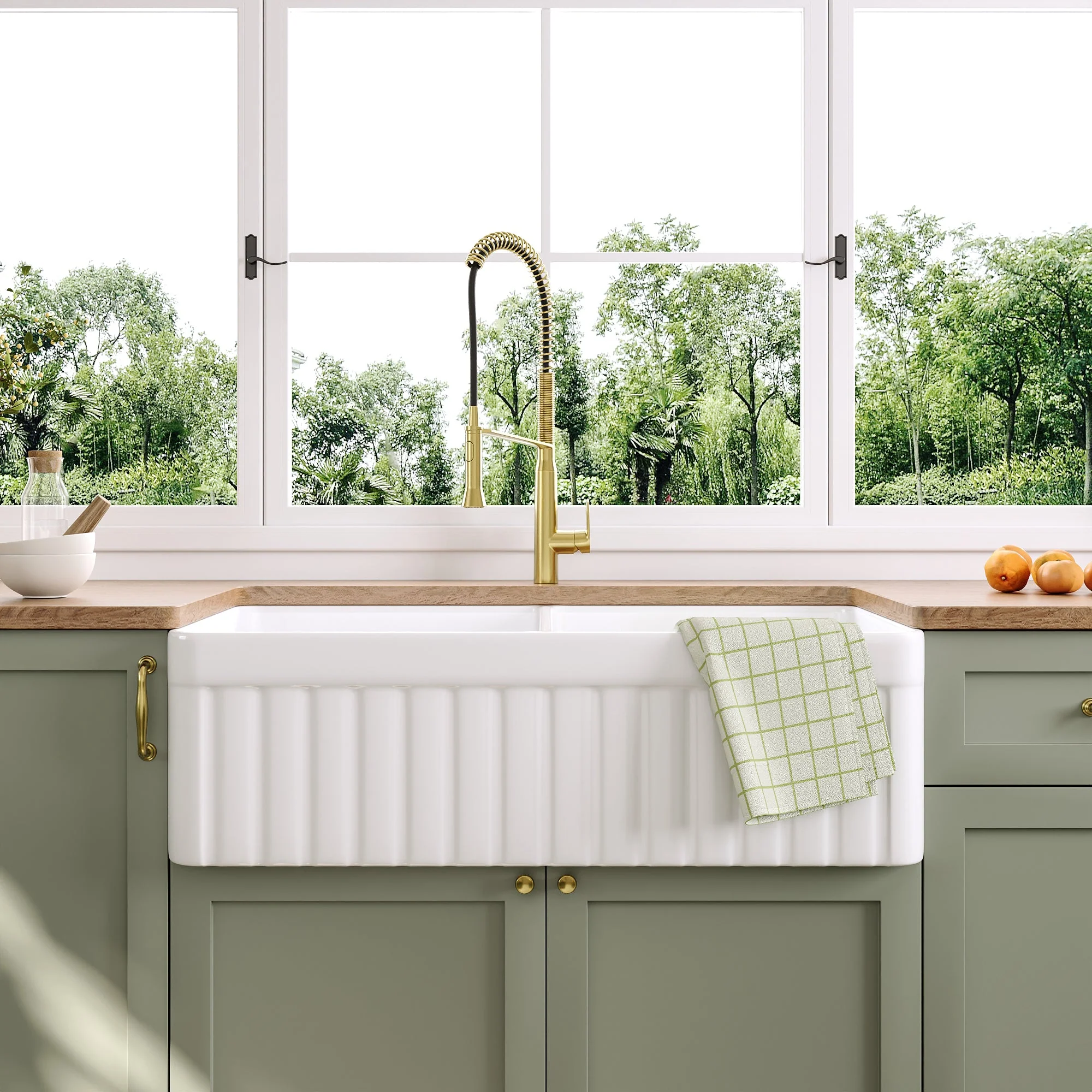 DeerValley DV-1K503 Farmhouse Kitchen Sinks Deep Dual Bowl Chip Resistant - Image 8