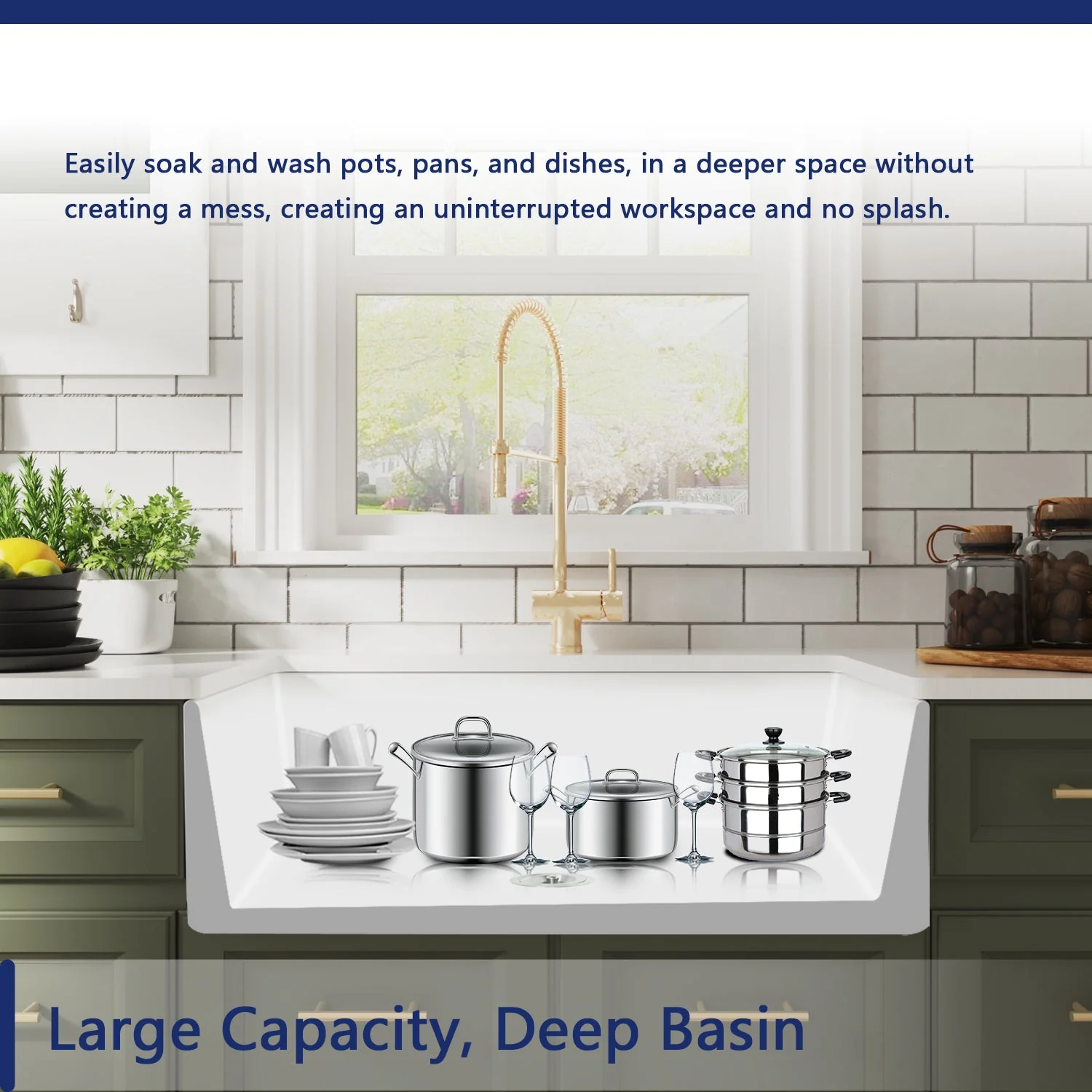 DeerValley DV-1K505 Farmhouse Kitchen Sinks Scratch Resistant Large Single Bowl - Image 11
