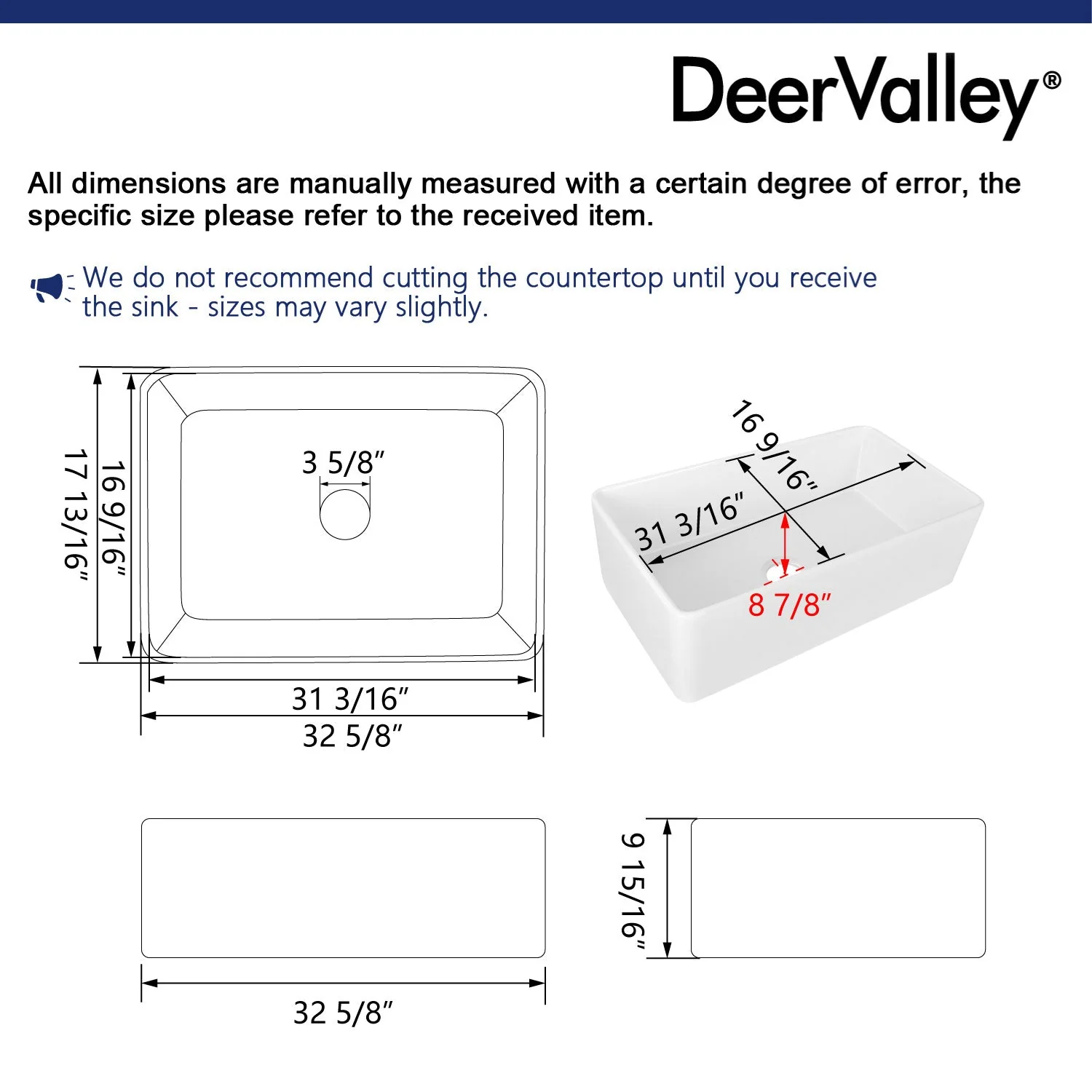DeerValley DV-1K505 Farmhouse Kitchen Sinks Scratch Resistant Large Single Bowl - Image 25