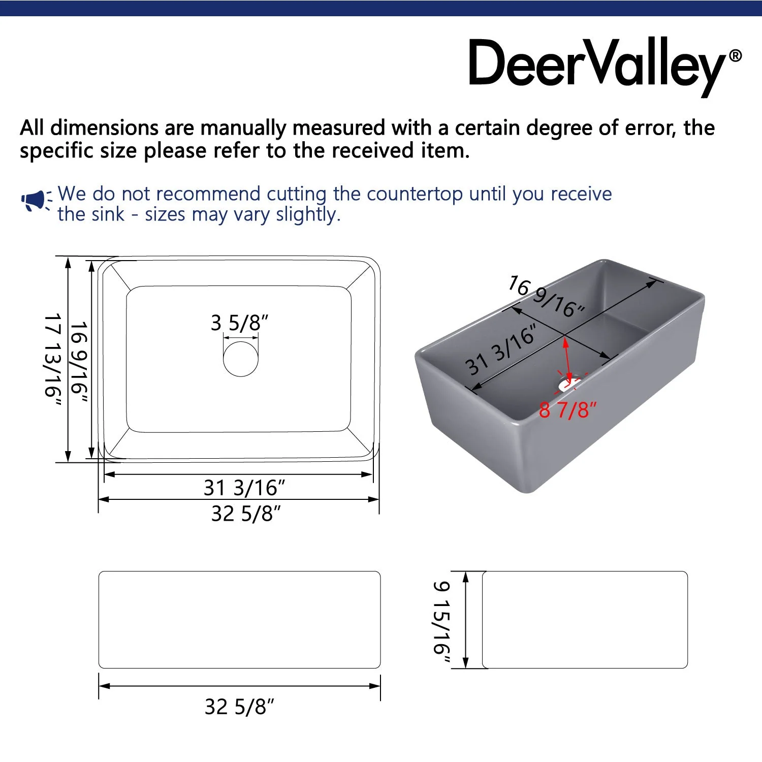 DeerValley DV-1K505 Farmhouse Kitchen Sinks Scratch Resistant Large Single Bowl - Image 29