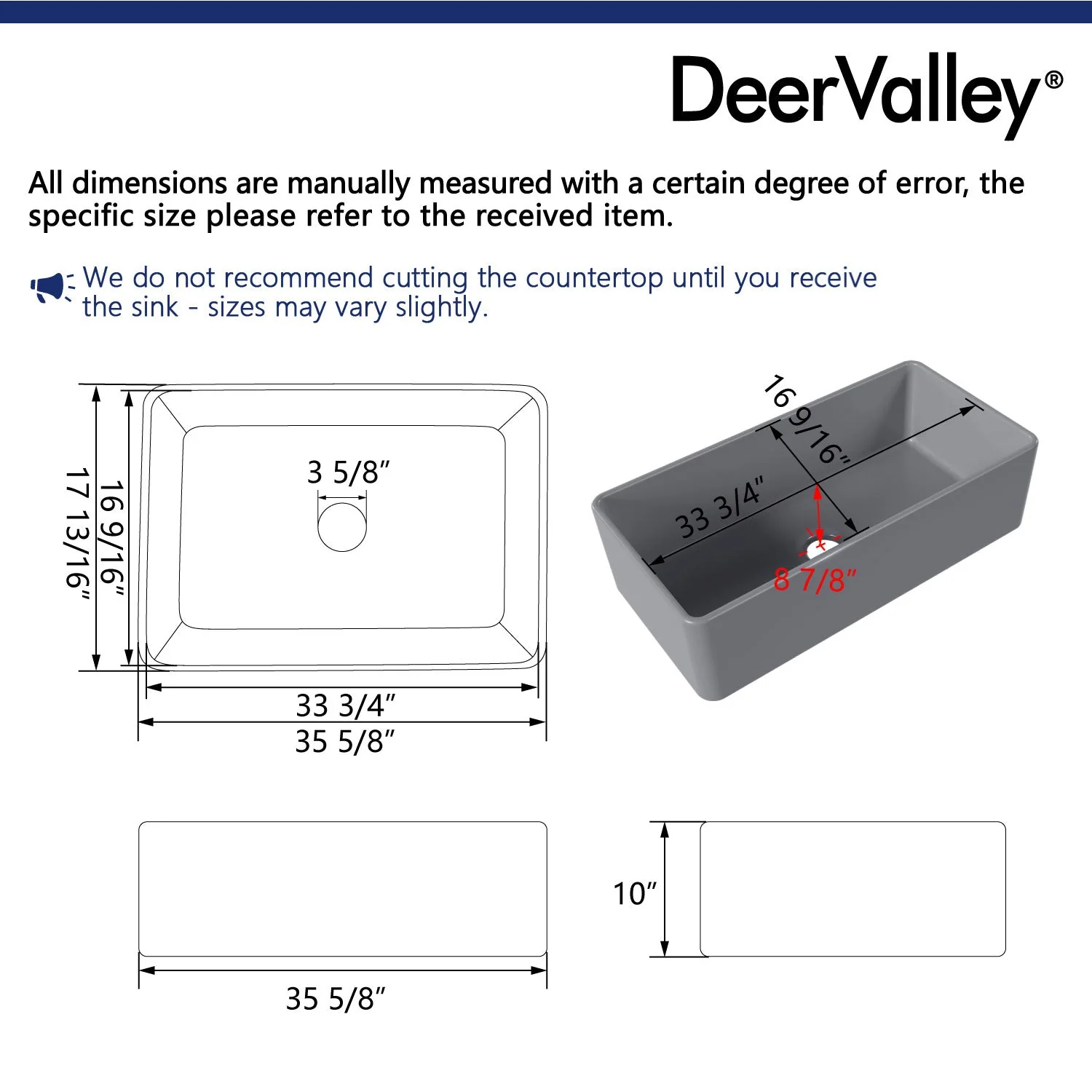 DeerValley DV-1K505 Farmhouse Kitchen Sinks Scratch Resistant Large Single Bowl - Image 31