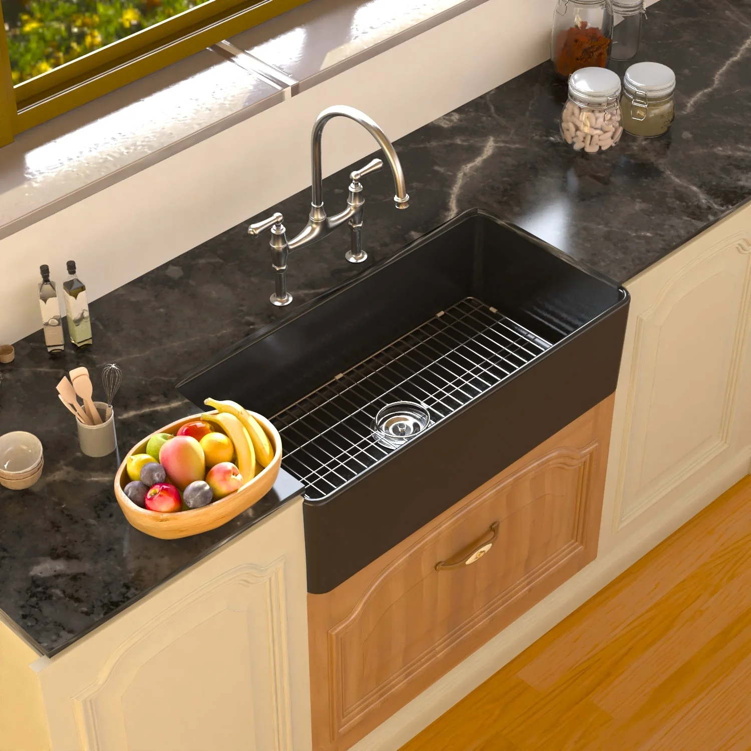 DeerValley DV-1K0015 Farmhouse Kitchen Sinks 36-Inch Fireclay Deep Bowl - Image 6