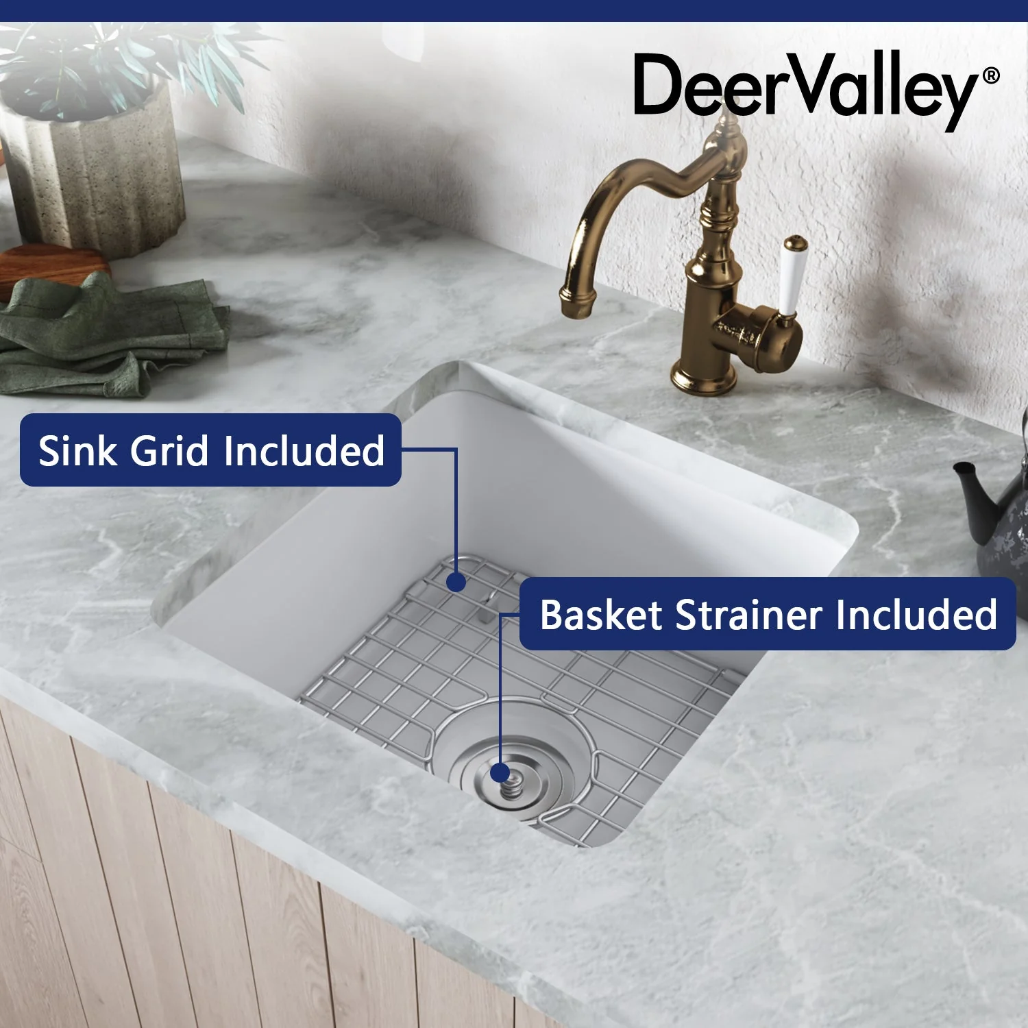 DeerValley DV-1K507 Undermount Kitchen Sinks 18in Fireclay Bar Sink - Image 13
