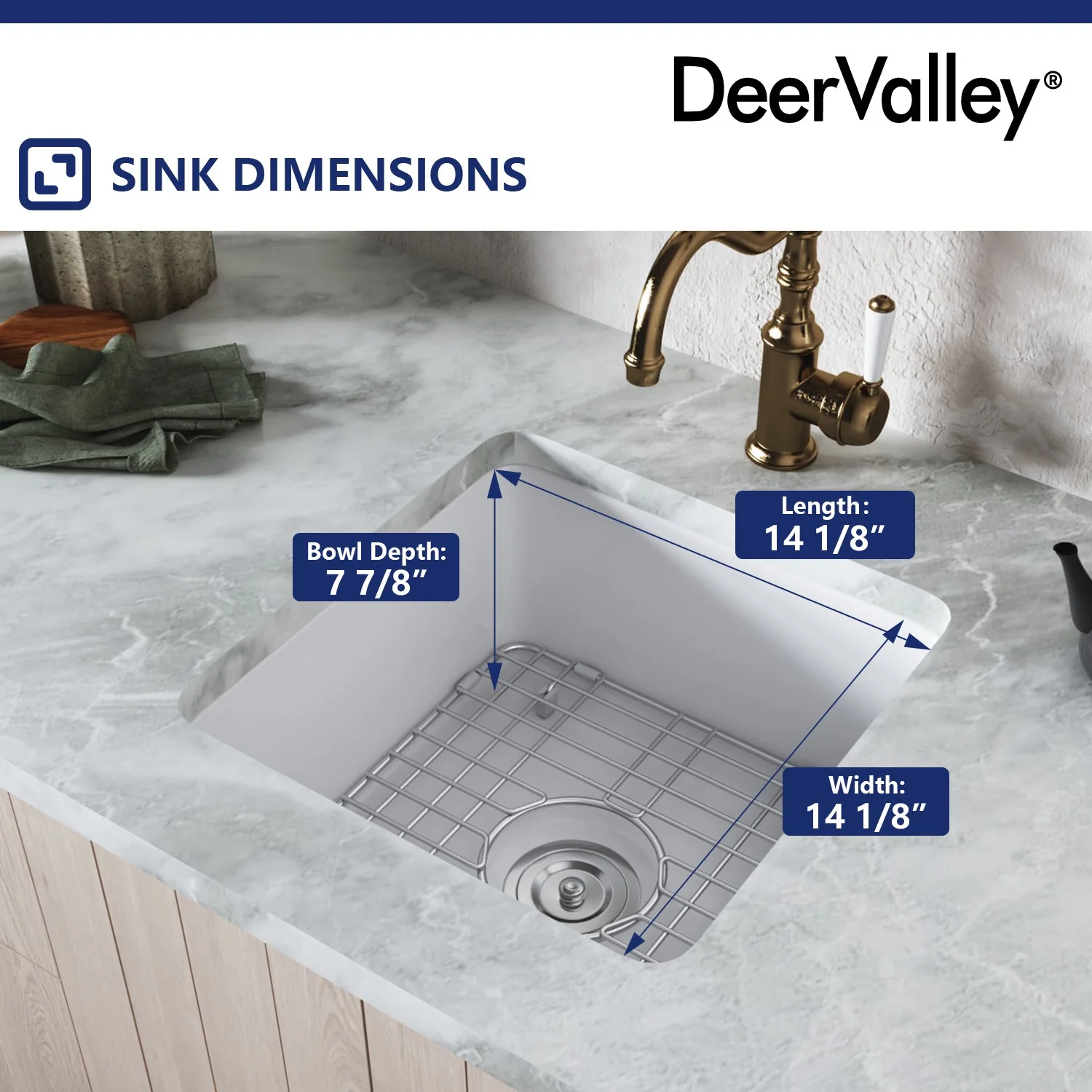 DeerValley DV-1K507 Undermount Kitchen Sinks 18in Fireclay Bar Sink - Image 14