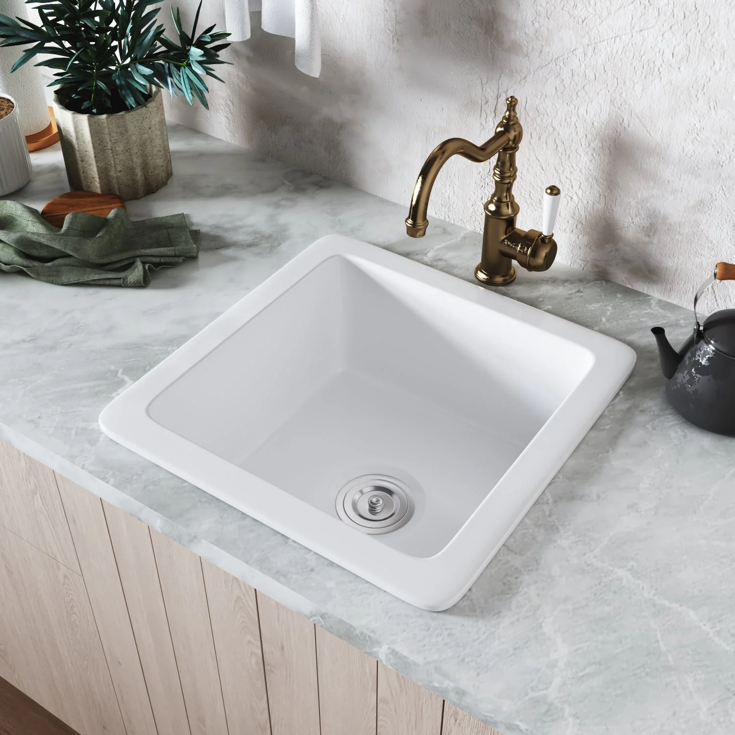 DeerValley DV-1K507 Undermount Kitchen Sinks 18in Fireclay Bar Sink - Image 4