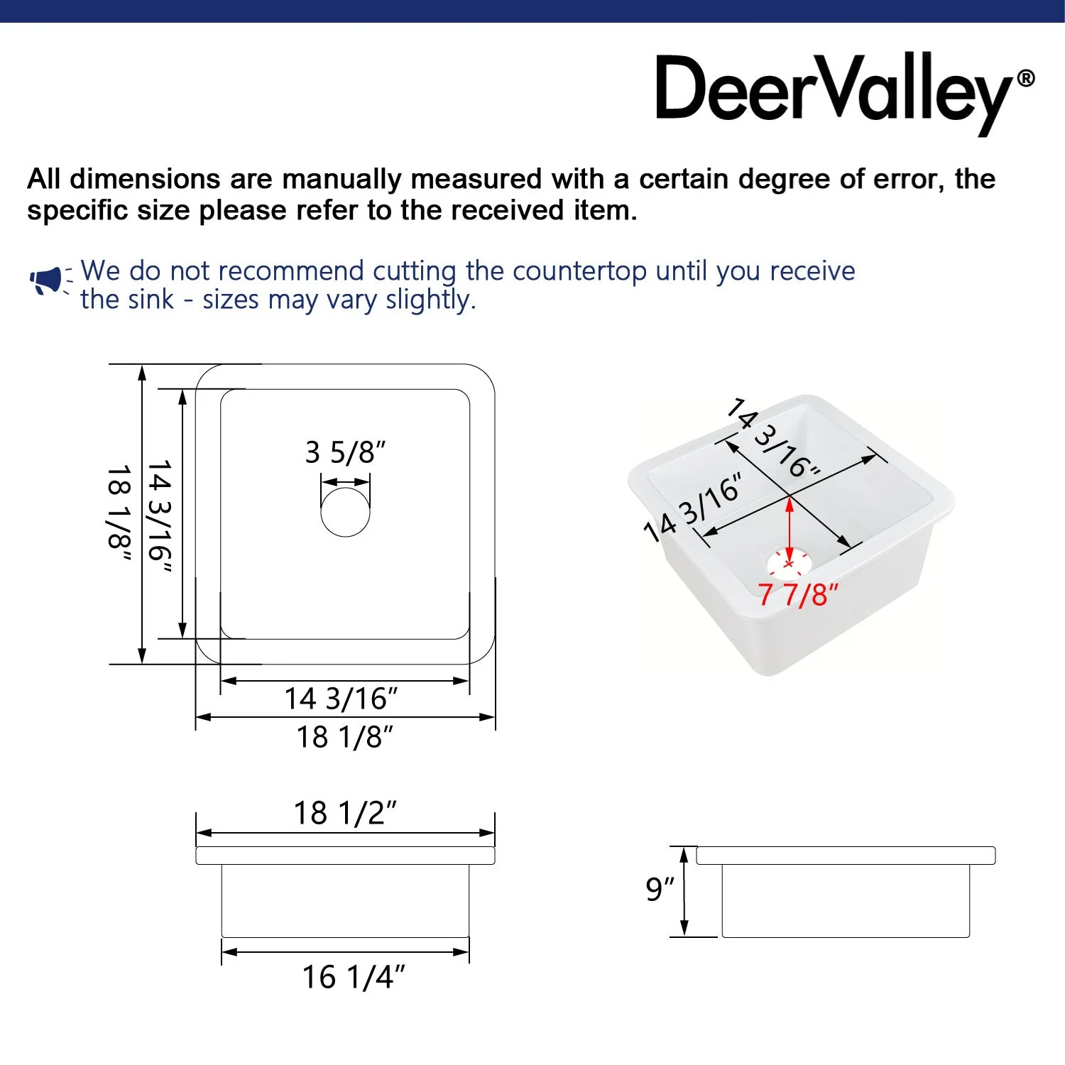 DeerValley DV-1K507 Undermount Kitchen Sinks 18in Fireclay Bar Sink - Image 8