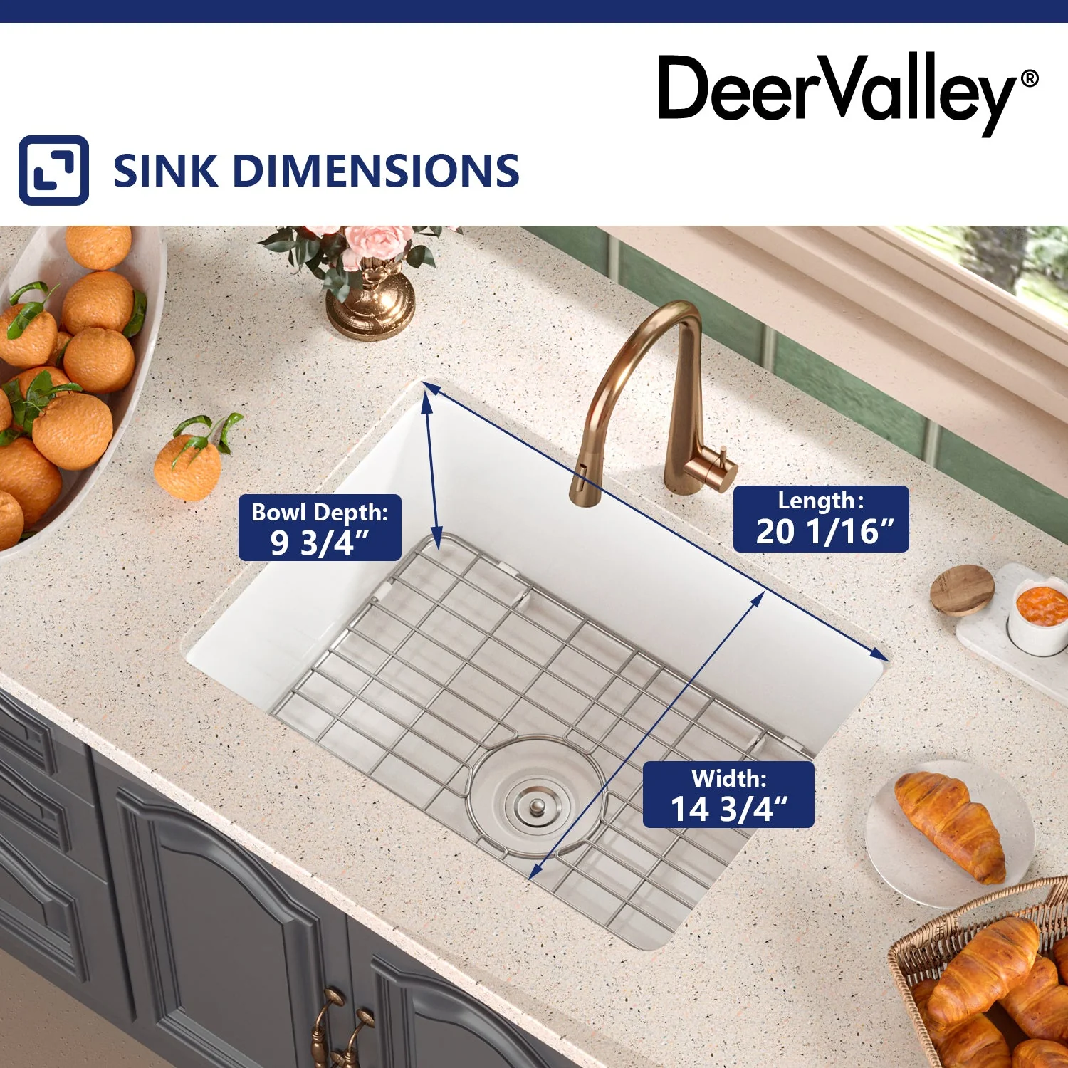 DeerValley DV-1K515 Undermount Kitchen Sinks Fireclay Quiet Drainage Design - Image 16