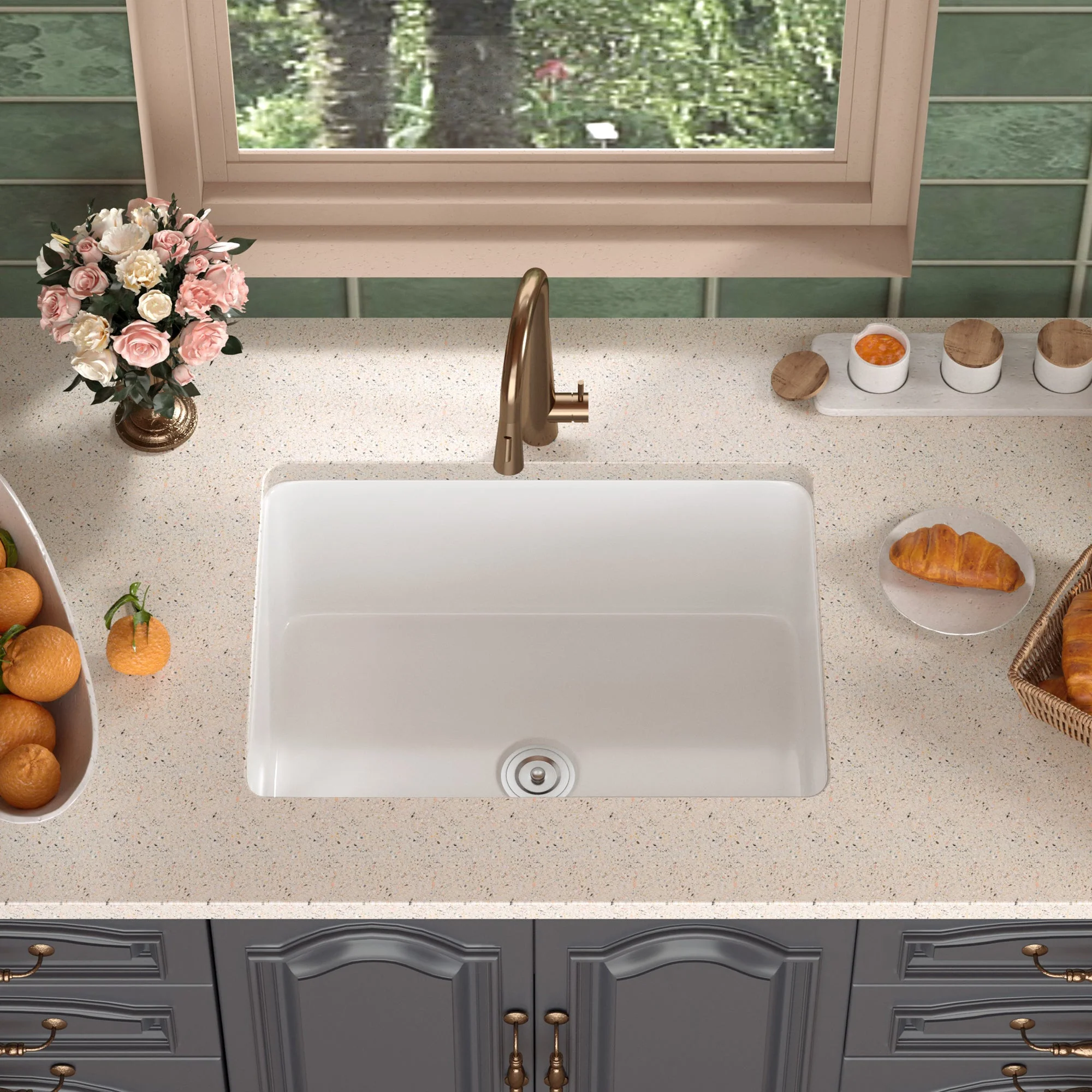 DeerValley DV-1K515 Undermount Kitchen Sinks Fireclay Quiet Drainage Design - Image 4