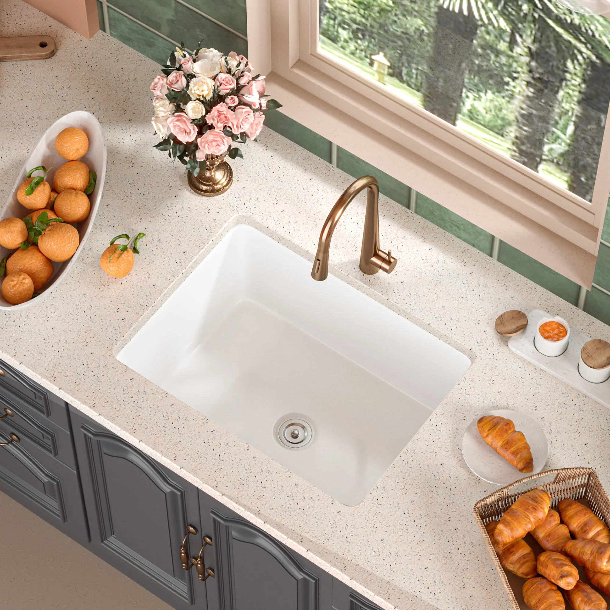 DeerValley DV-1K515 Undermount Kitchen Sinks Fireclay Quiet Drainage Design - Image 5