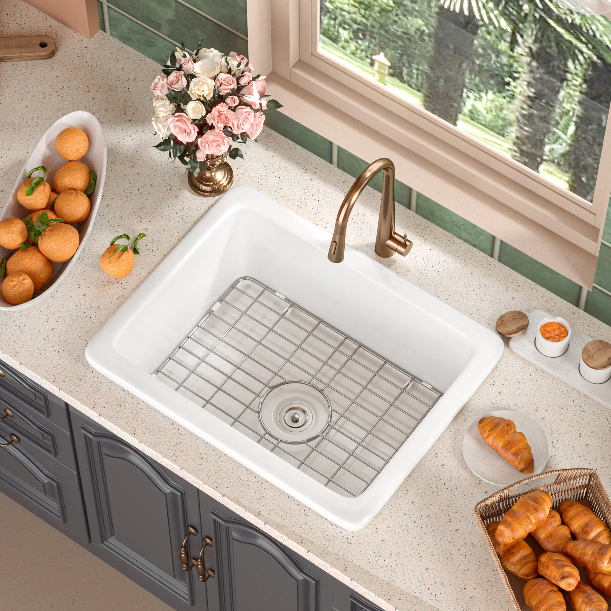 DeerValley DV-1K515 Undermount Kitchen Sinks Fireclay Quiet Drainage Design - Image 6