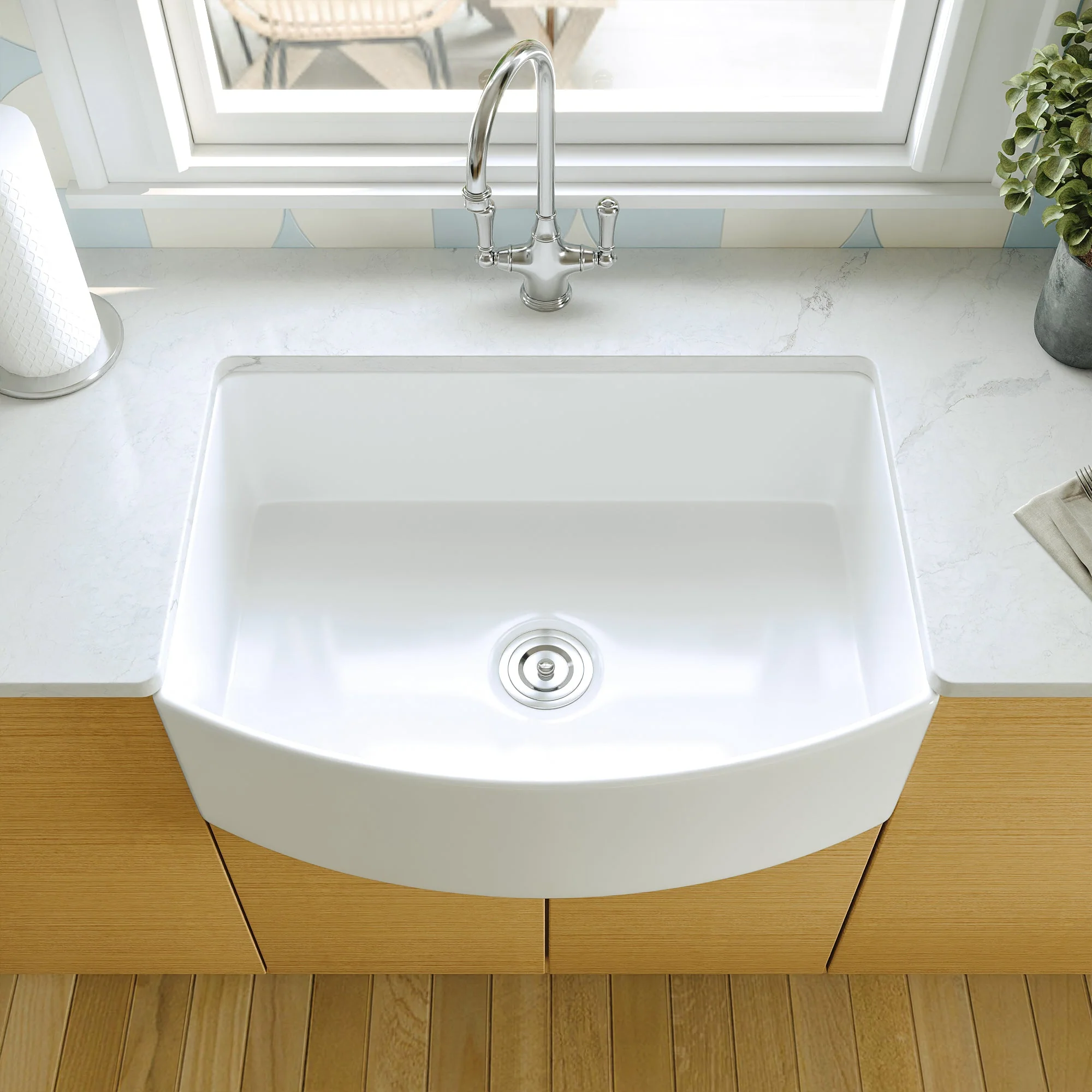 DeerValley DV-1K516 Farmhouse Kitchen Sinks Ergonomic 33" Fireclay 2200°F 3.5" Drain - Image 12