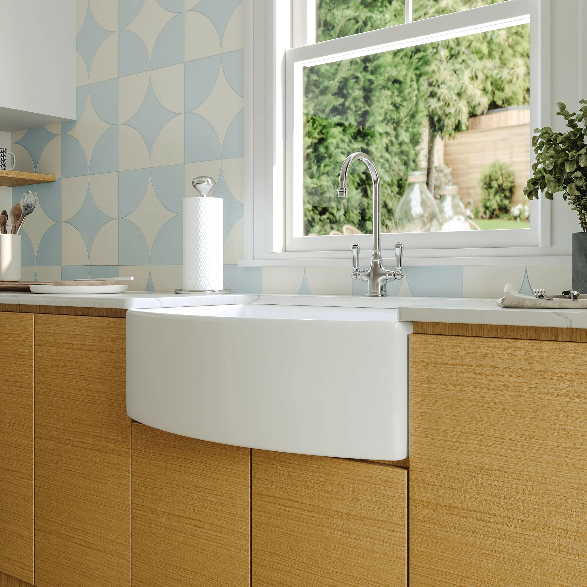 DeerValley DV-1K516 Farmhouse Kitchen Sinks Ergonomic 33" Fireclay 2200°F 3.5" Drain - Image 16