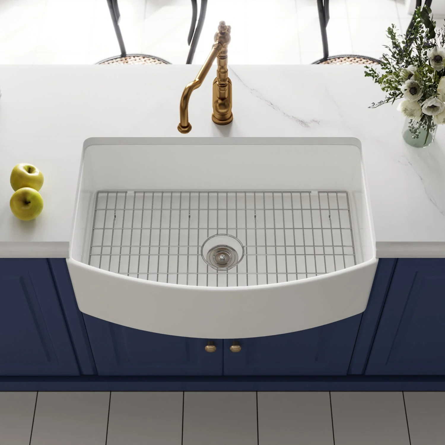DeerValley DV-1K516 Farmhouse Kitchen Sinks Ergonomic 33" Fireclay 2200°F 3.5" Drain - Image 3