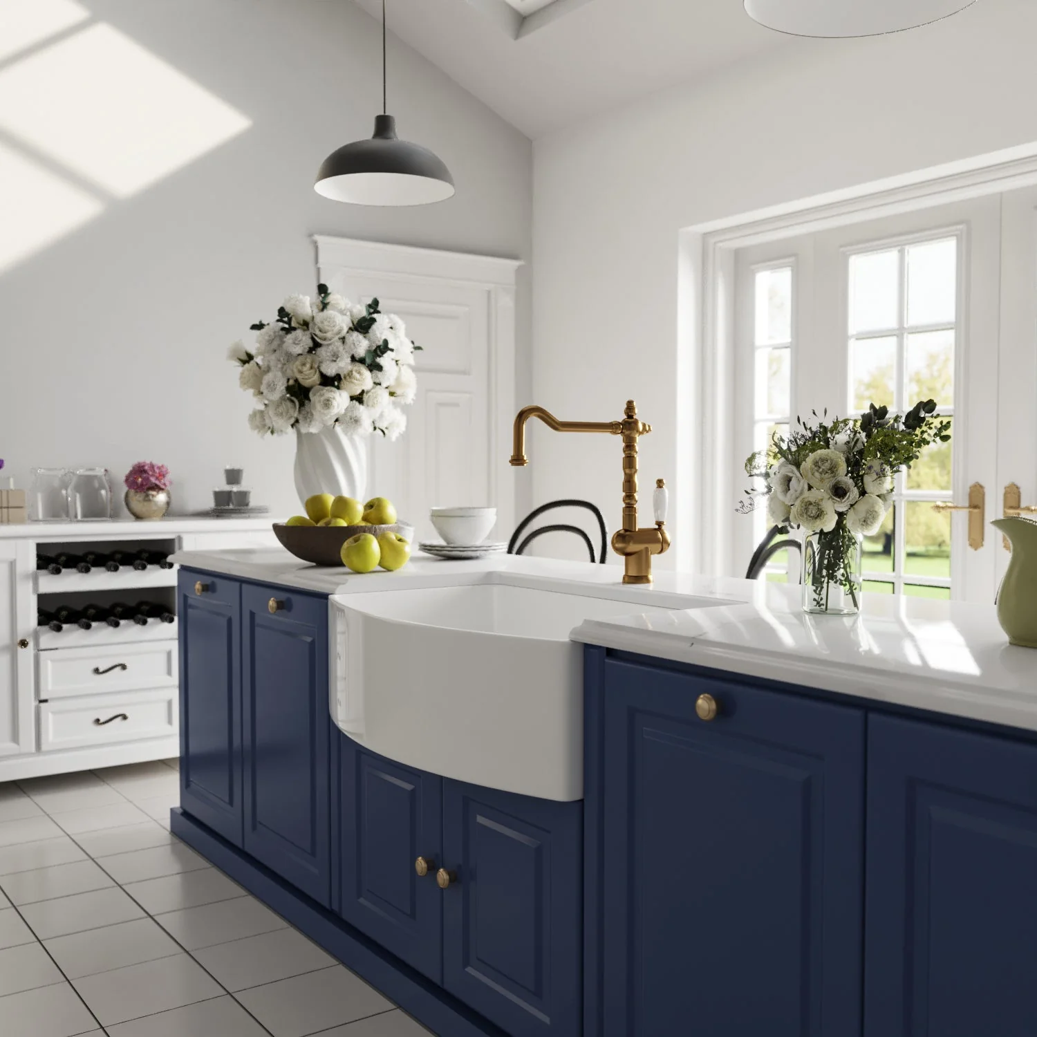 DeerValley DV-1K516 Farmhouse Kitchen Sinks Ergonomic 33" Fireclay 2200°F 3.5" Drain - Image 6