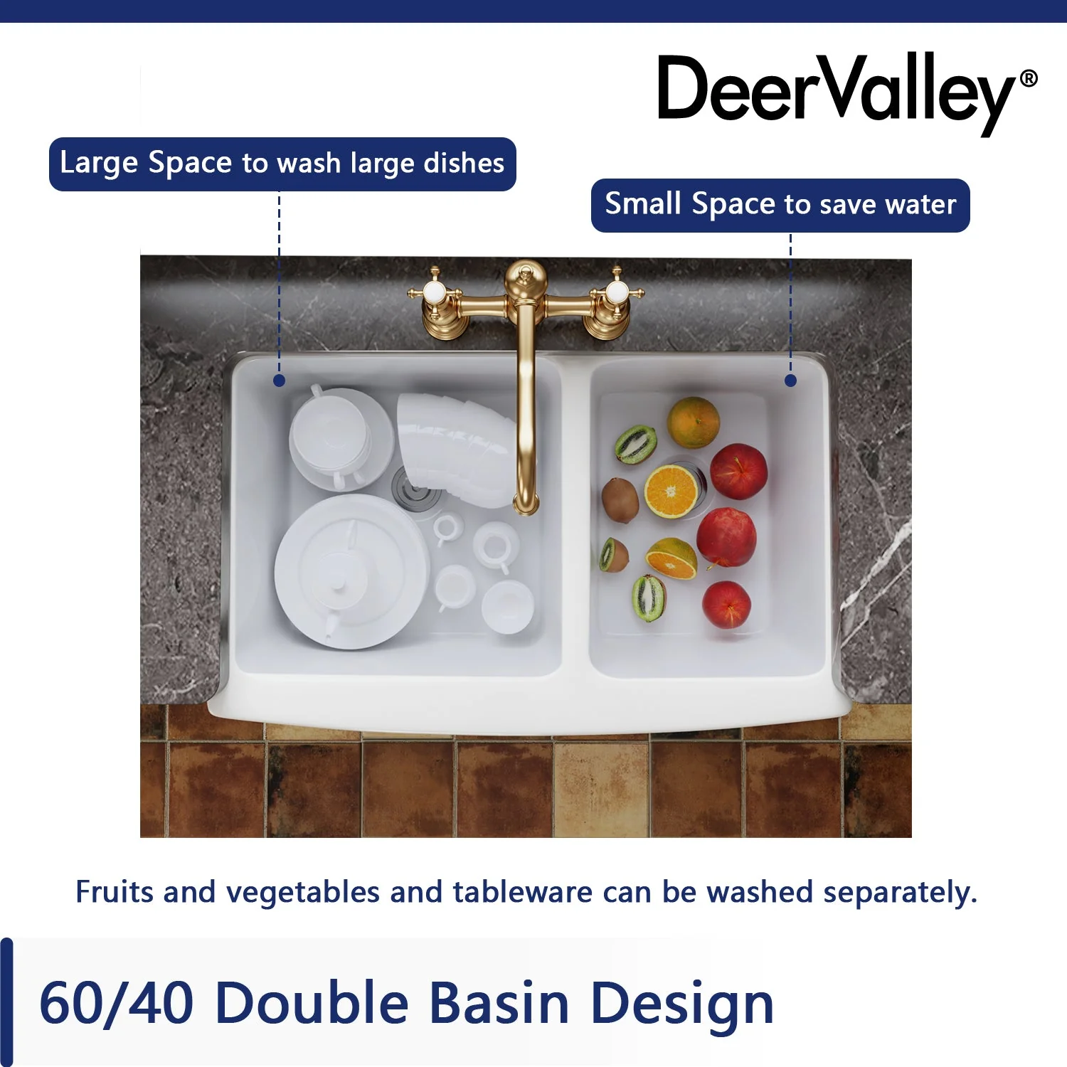 DeerValley DV-1K705 Farmhouse Kitchen Sinks 33-Inch Double Bowl Ceramic - Image 10