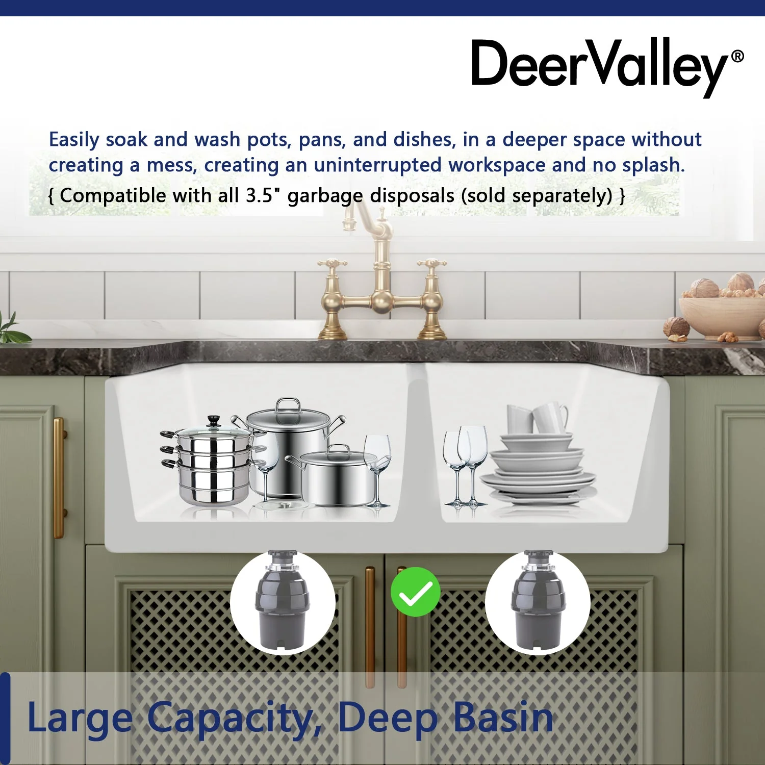 DeerValley DV-1K705 Farmhouse Kitchen Sinks 33-Inch Double Bowl Ceramic - Image 18