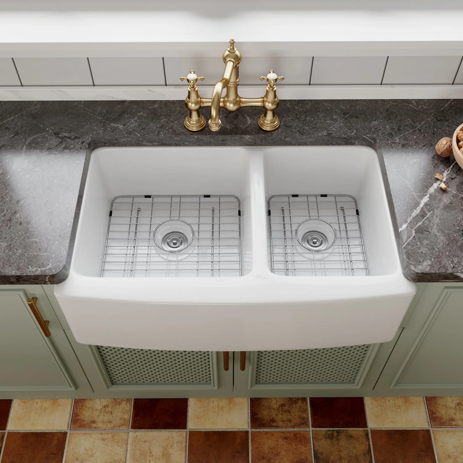 DeerValley DV-1K705 Farmhouse Kitchen Sinks 33-Inch Double Bowl Ceramic - Image 5