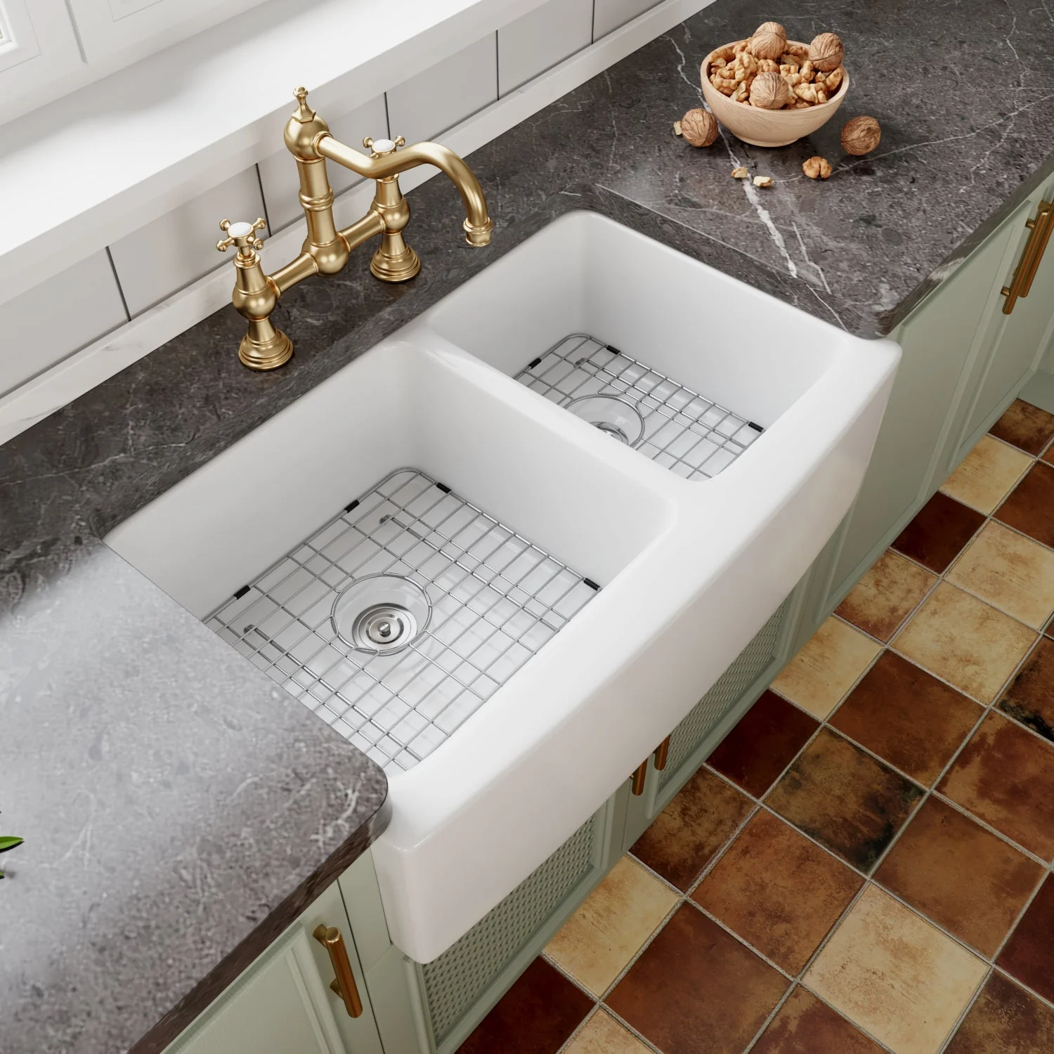 DeerValley DV-1K705 Farmhouse Kitchen Sinks 33-Inch Double Bowl Ceramic - Image 6
