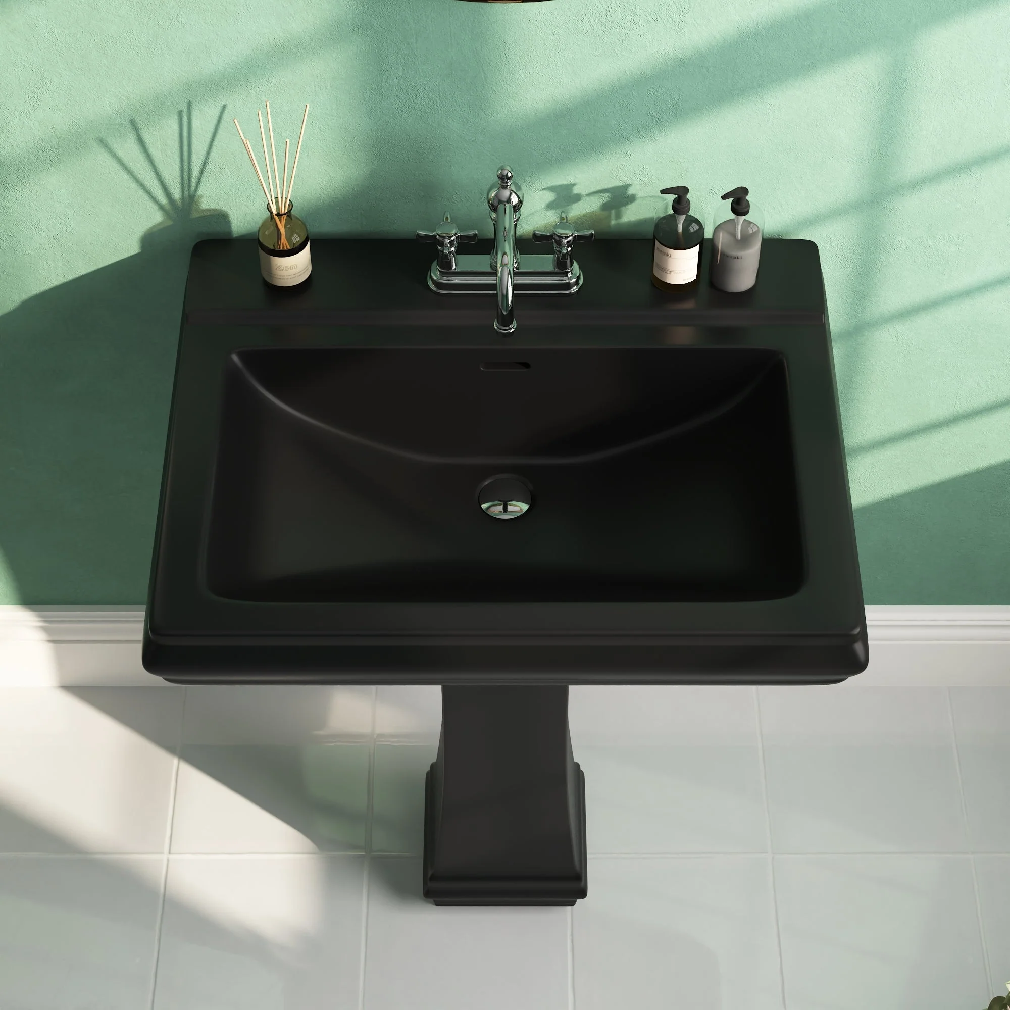 DeerValley DV-1P521 Pedestal Sinks Classic Deep Basin Ceramic Overflow - Image 17