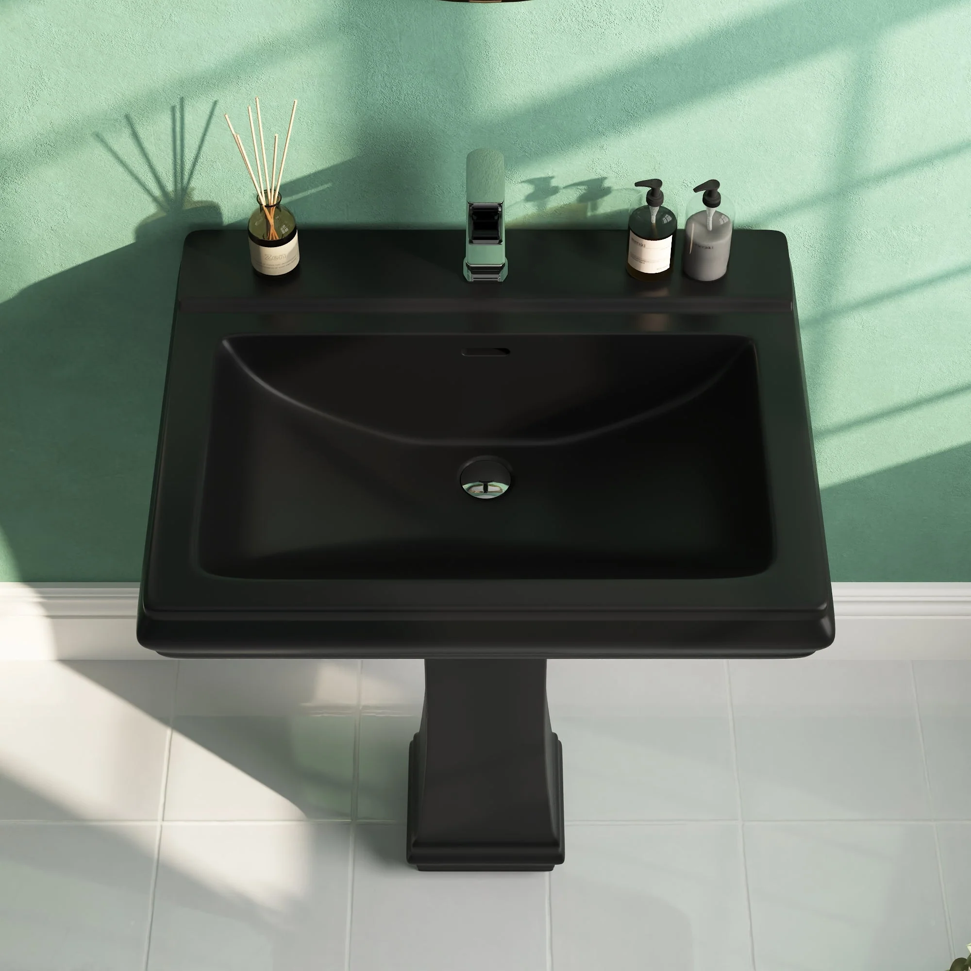 DeerValley DV-1P521 Pedestal Sinks Classic Deep Basin Ceramic Overflow - Image 21