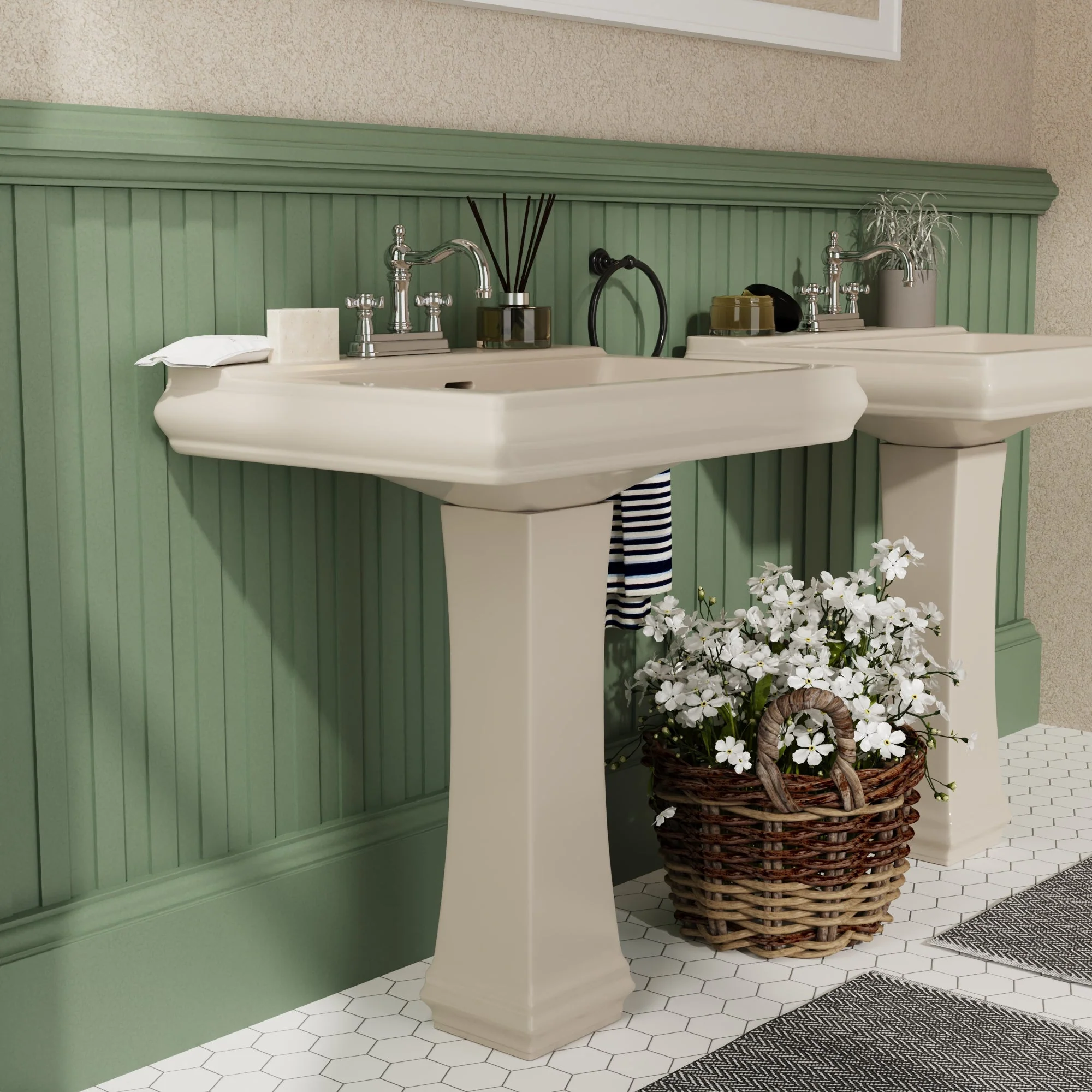 DeerValley DV-1P521 Pedestal Sinks Classic Deep Basin Ceramic Overflow - Image 27
