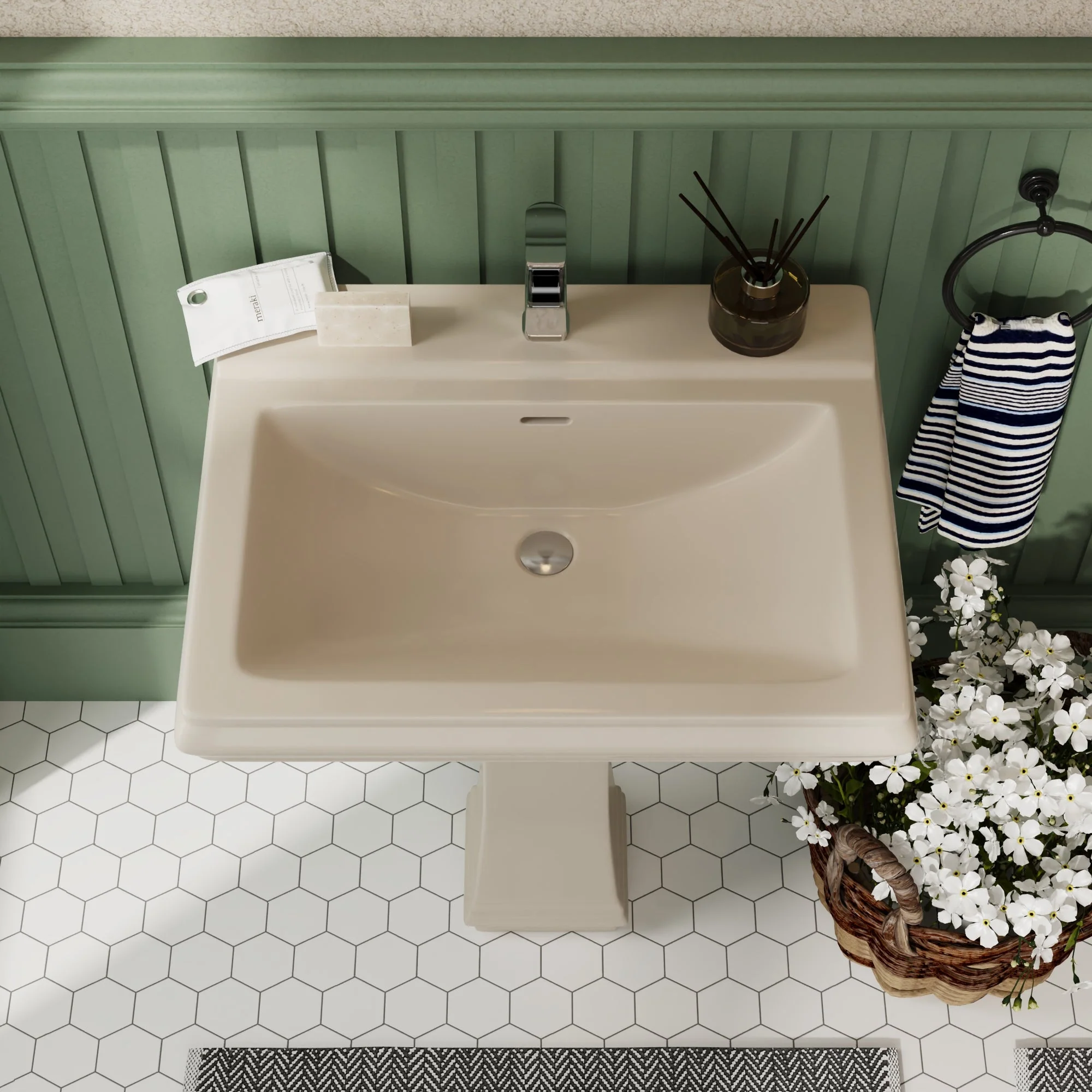 DeerValley DV-1P521 Pedestal Sinks Classic Deep Basin Ceramic Overflow - Image 31