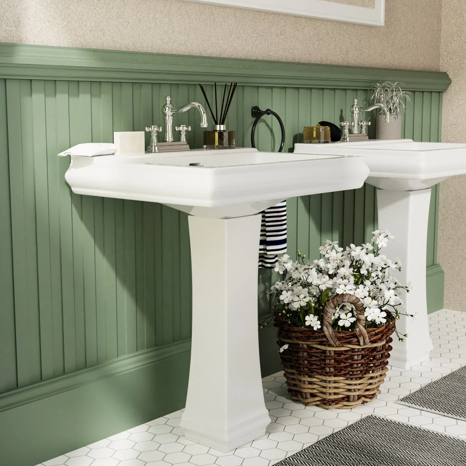 DeerValley DV-1P521 Pedestal Sinks Classic Deep Basin Ceramic Overflow - Image 5