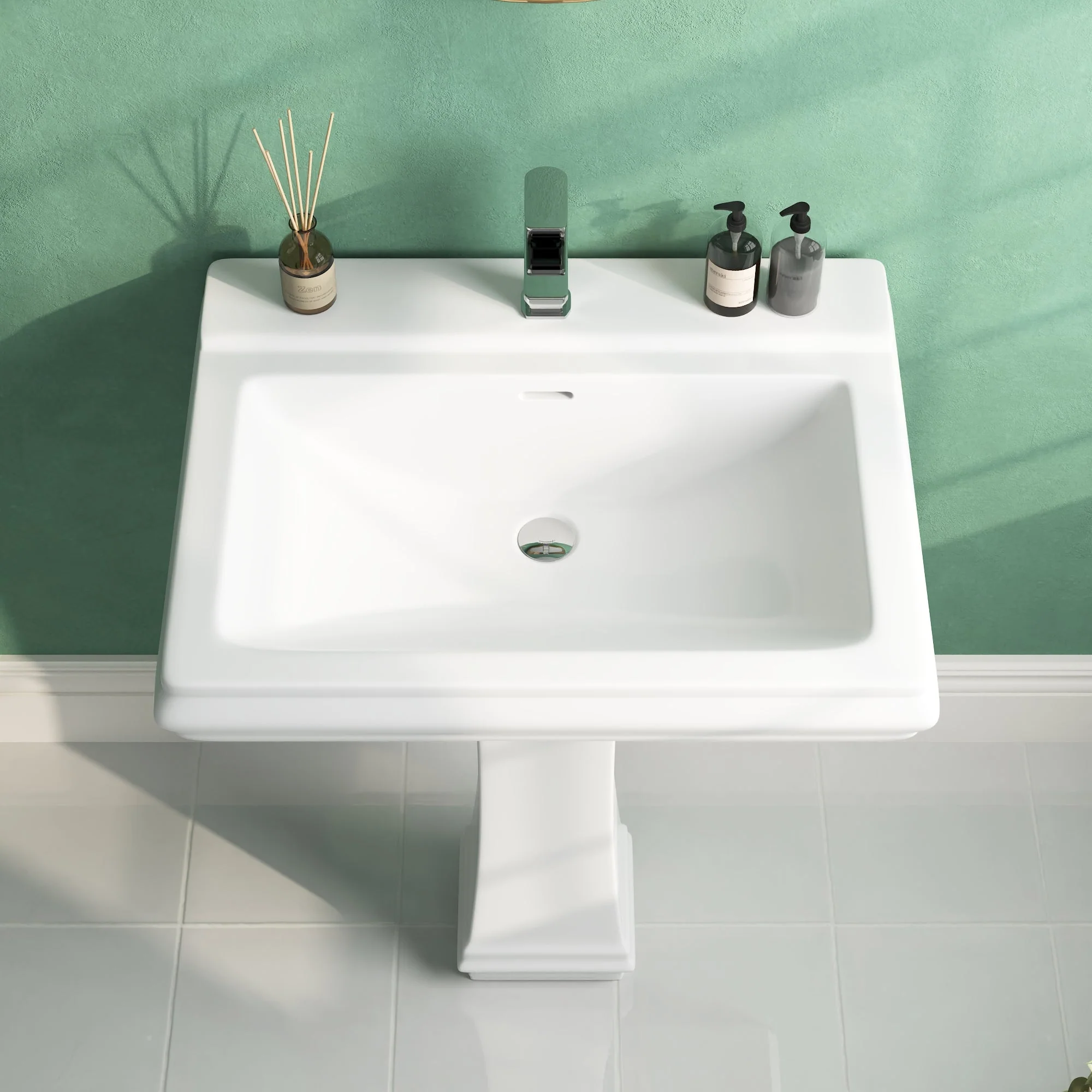 DeerValley DV-1P521 Pedestal Sinks Classic Deep Basin Ceramic Overflow - Image 8