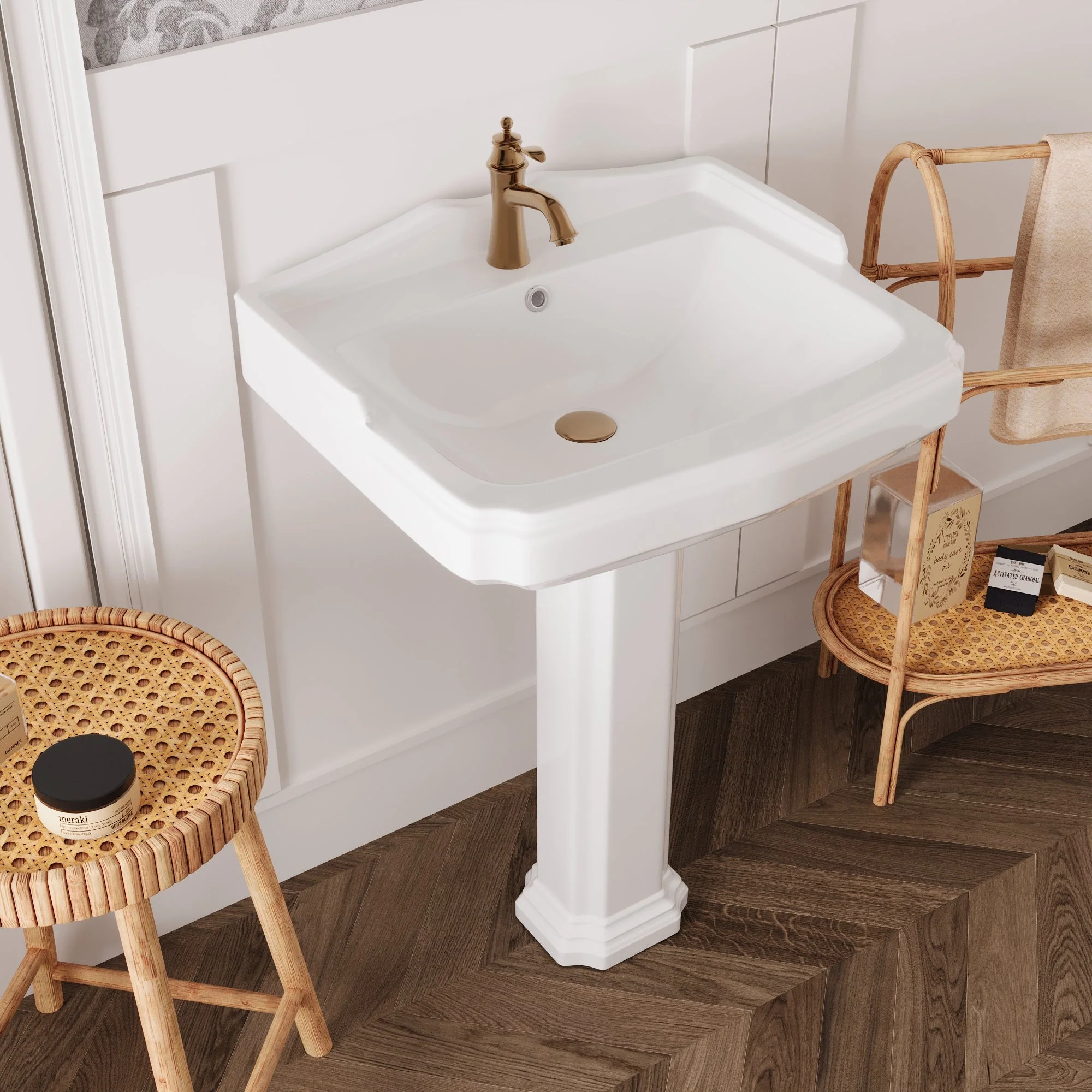 DeerValley DV-1P522 Pedestal Sinks 23-Inch Backsplash Deep Basin Overflow - Image 10